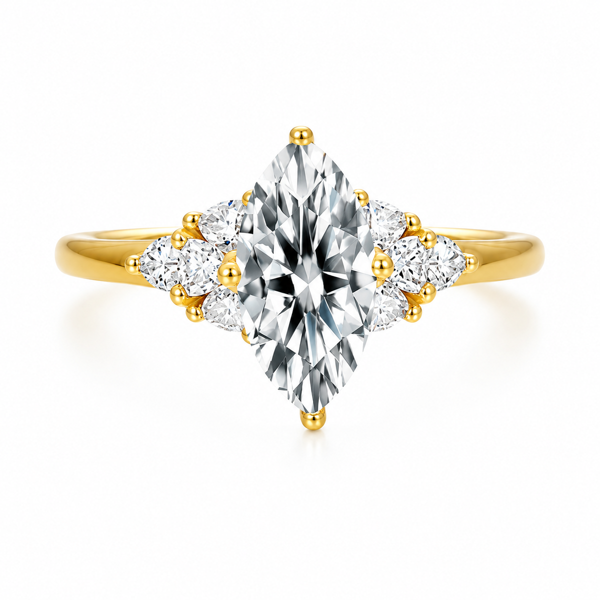 Marquise Cut Moissanite Engagement Wedding Ring April Birthstone Valentines Mother's Day Anniversary Gift for Her