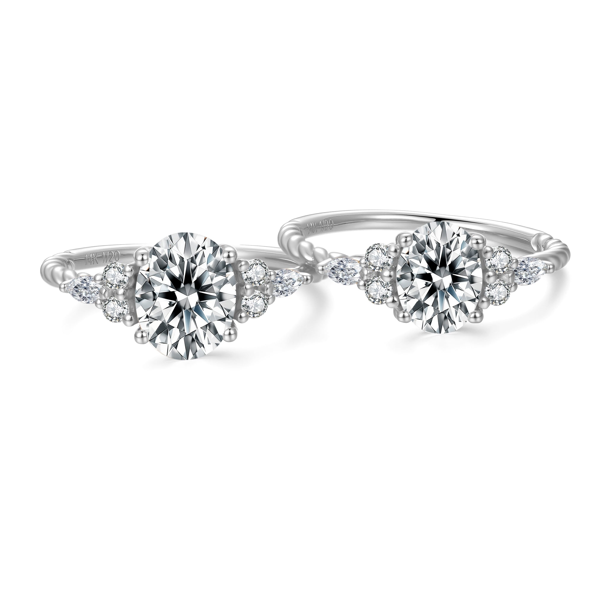 Oval Cut Moissanite Ring 925 Sterling Silver Plated White Gold Promise Wedding Ring April Birthstone Anniversary Gift for Her