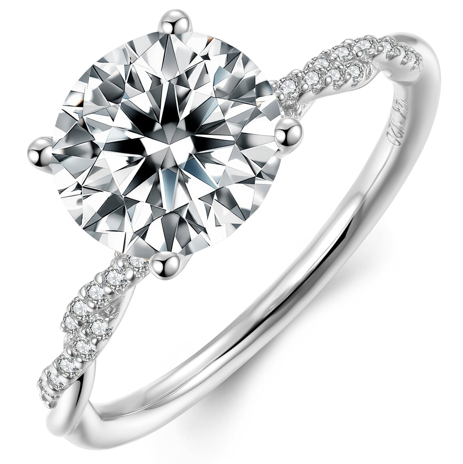 1/2/3CT Round Cut Statement Ring for Women 925 Sterling Silver Plated White Gold April Birthstone Anniversary Christmas Gift