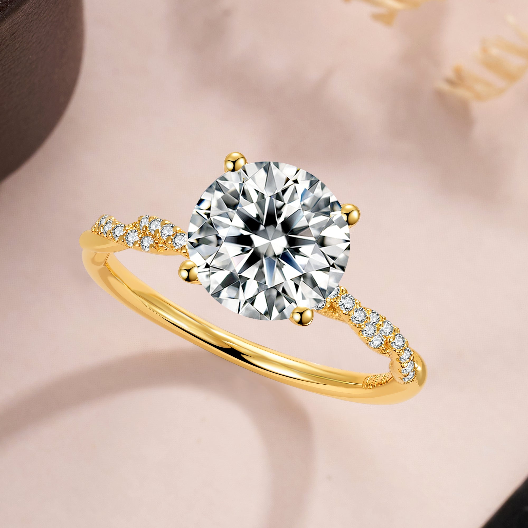 1/2/3CT Round Cut Moissanite Engagement Ring for Women Promise Wedding Rings Anniversary Gift