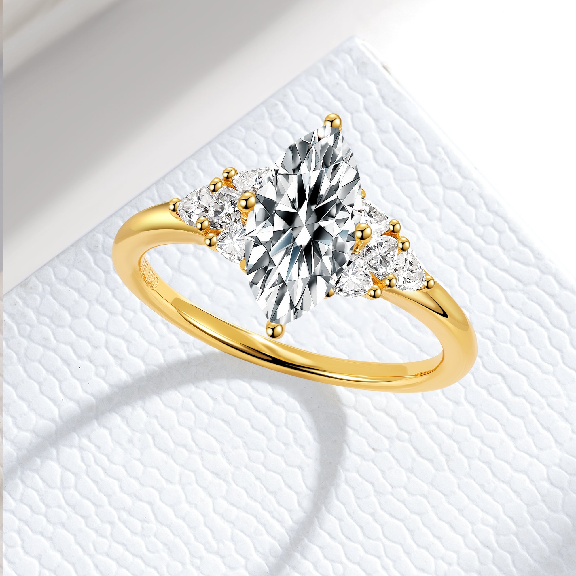 Marquise Cut Moissanite Engagement Wedding Ring April Birthstone Valentines Mother's Day Anniversary Gift for Her