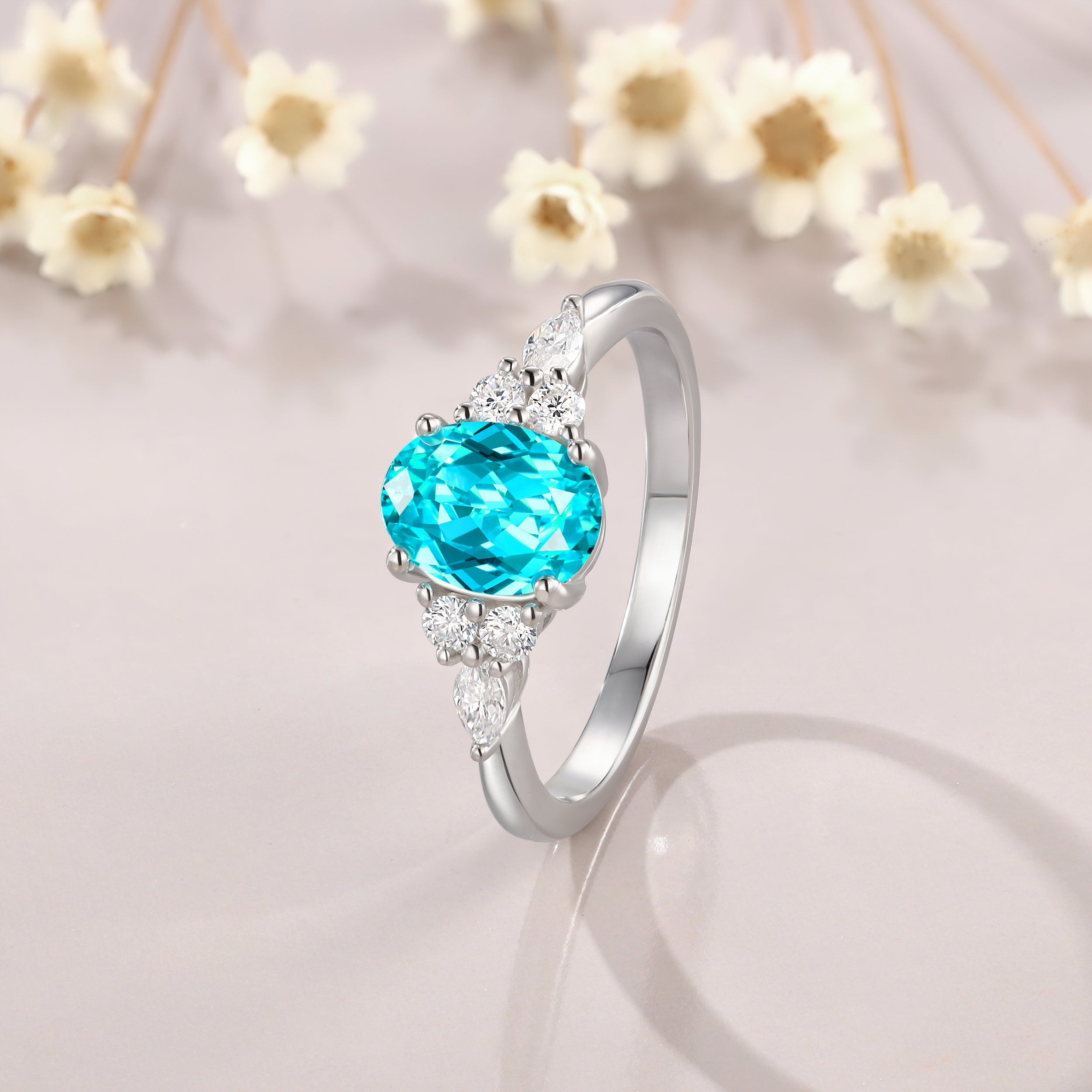 1.5CT Oval Cut Moissanite October Birthstone Engagement Ring Promise Anniversary Gift