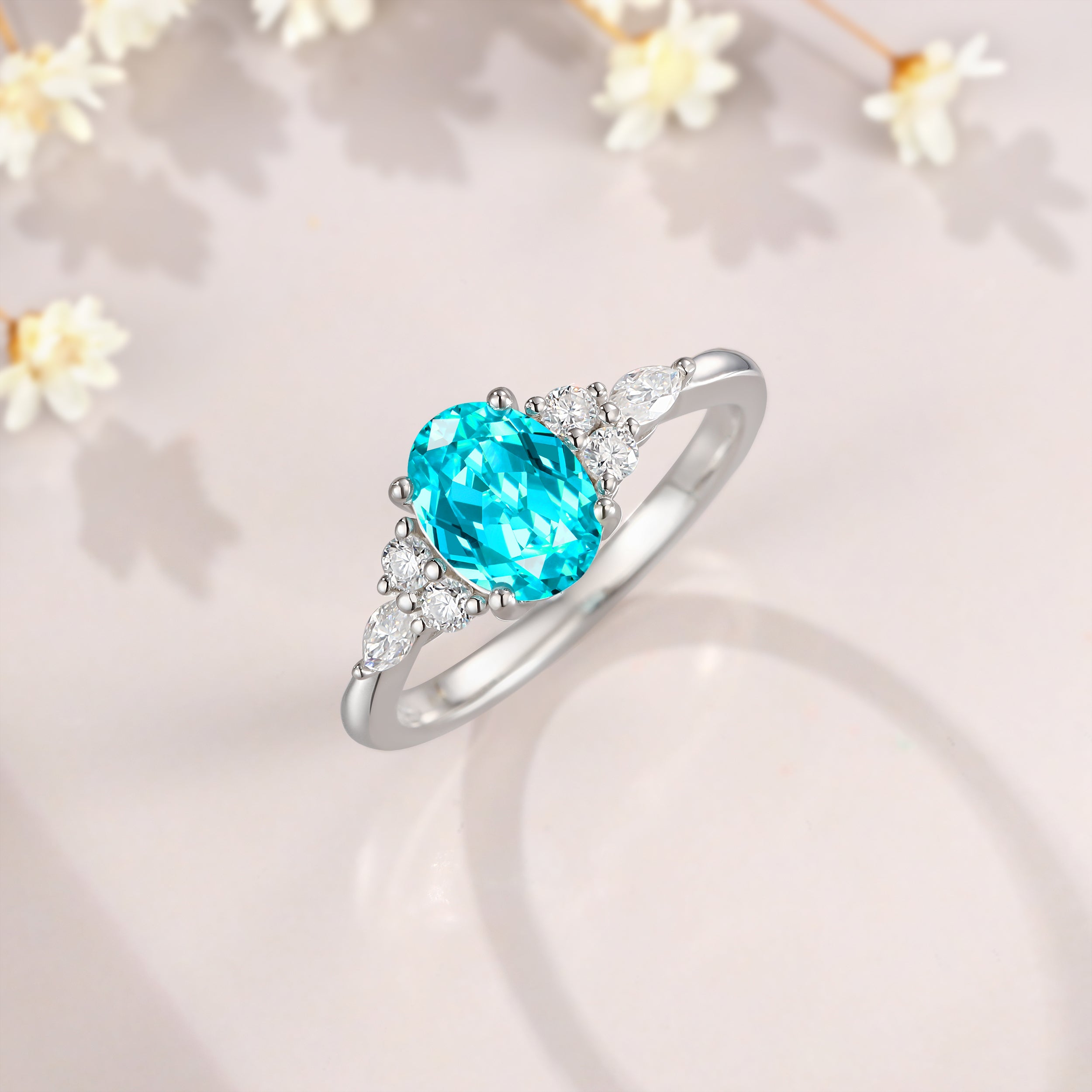 1.5CT Oval Cut Moissanite October Birthstone Engagement Ring Promise Anniversary Gift
