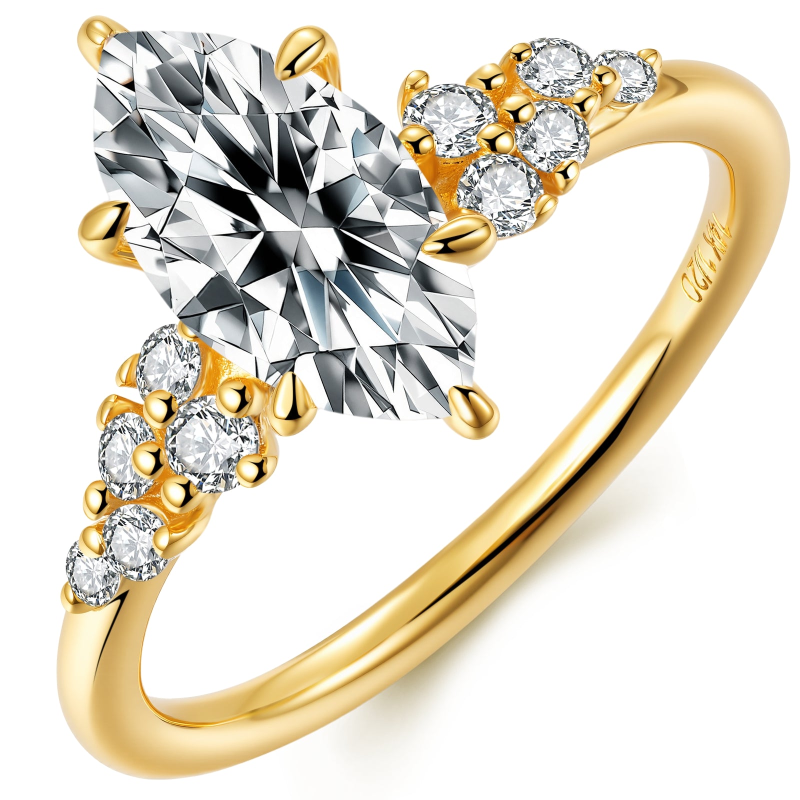 Marquise Cut Moissanite Engagement Ring April Birthstone Valentines Anniversary Christmas Gift for Her