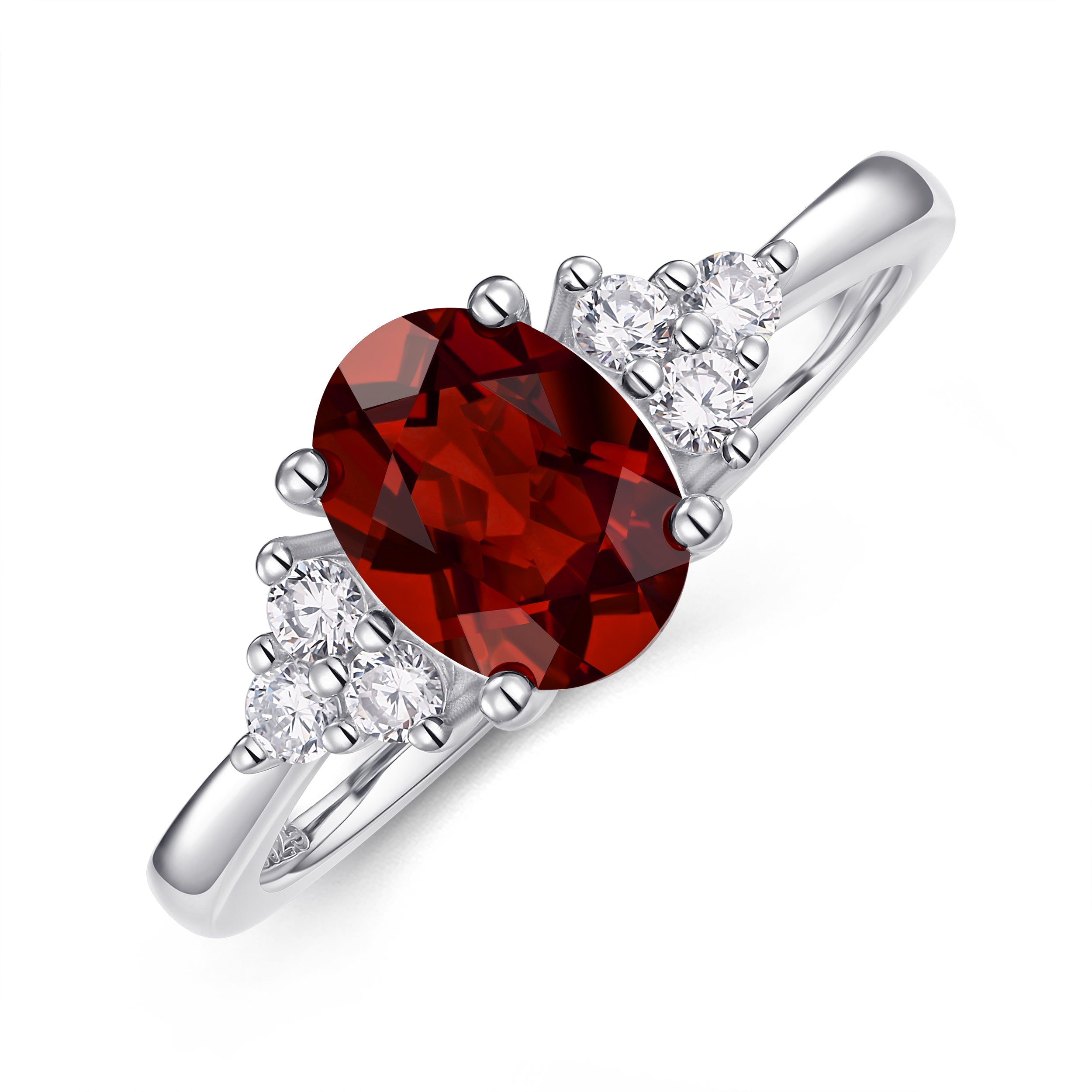 Vintage Oval Cut Ruby Moissanite Engagement 14K White Gold Promise Ring