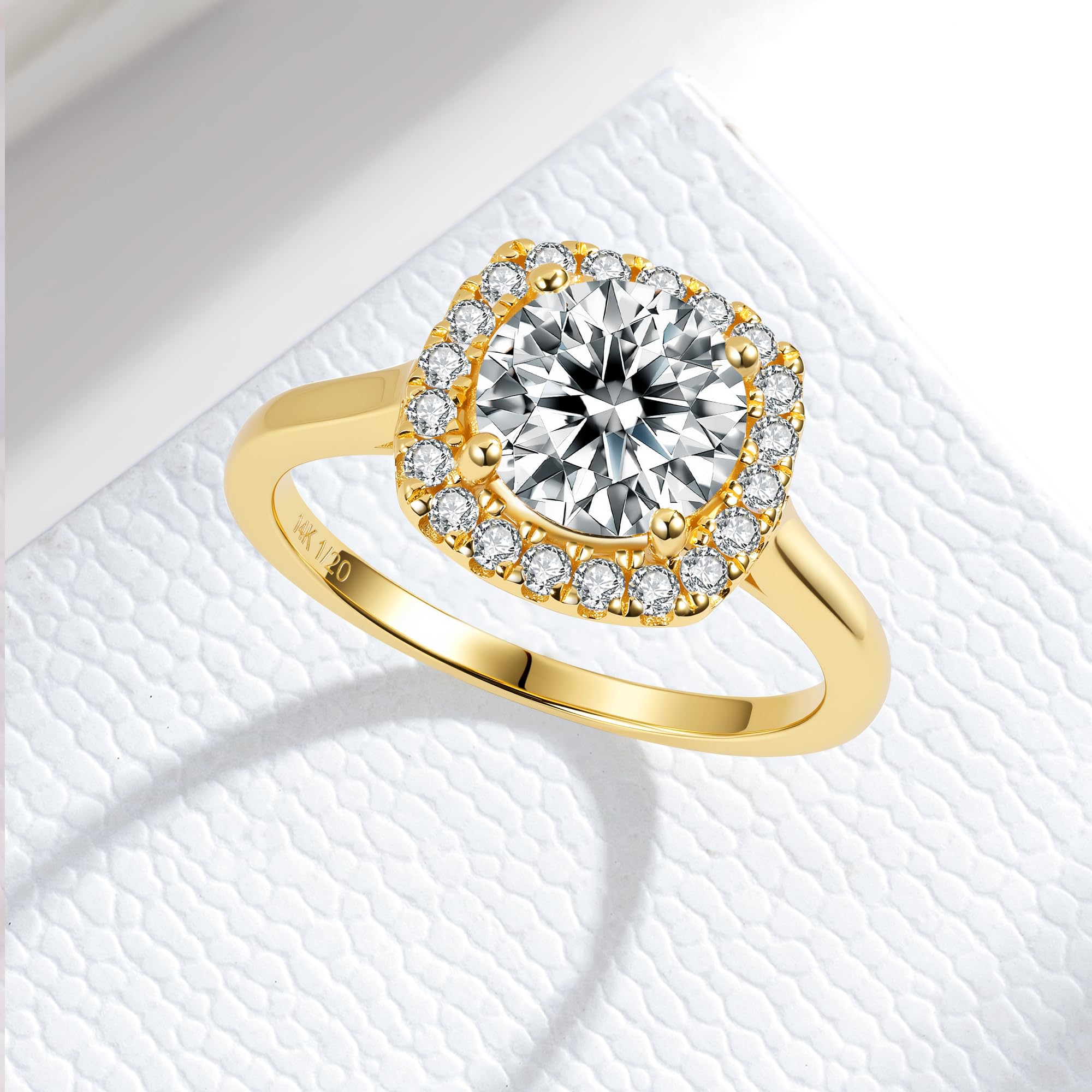 1CT/2CT Halo Moissanite Engagement Ring for Women, Cushion Shaped 925 Sterling Silver Plated White Gold, Promise Wedding Rings for April Birthstone Valentines Day Anniversary Christmas