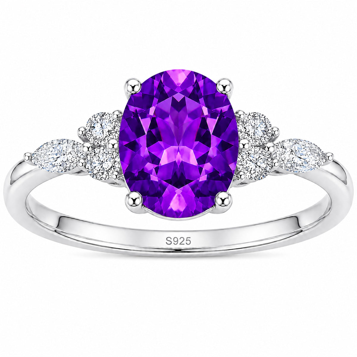 1.5CT Oval Cut Amethyst Engagement Ring February Birthstone Anniversary Gift for Her