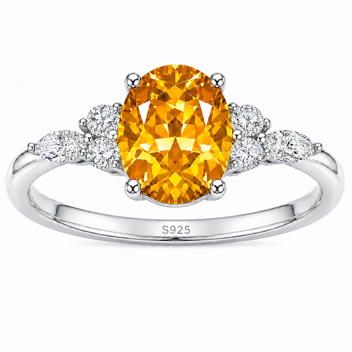 1.5CT Oval Cut Citrine Engagement Ring November Birthstone Anniversary Gift for Her