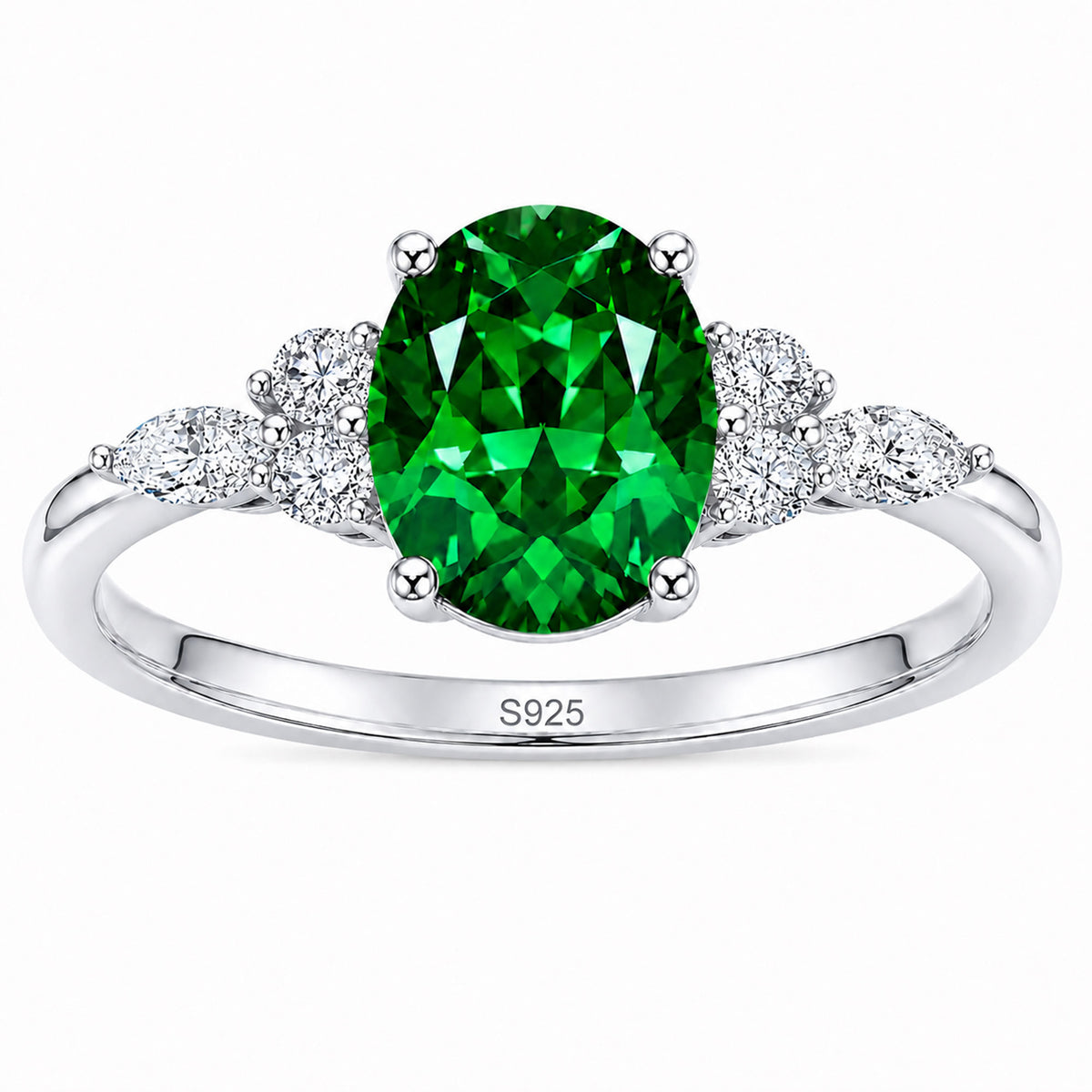 1.5CT Oval Cut Moissanite Lab Emerald Ring Anniversary Gift for Her