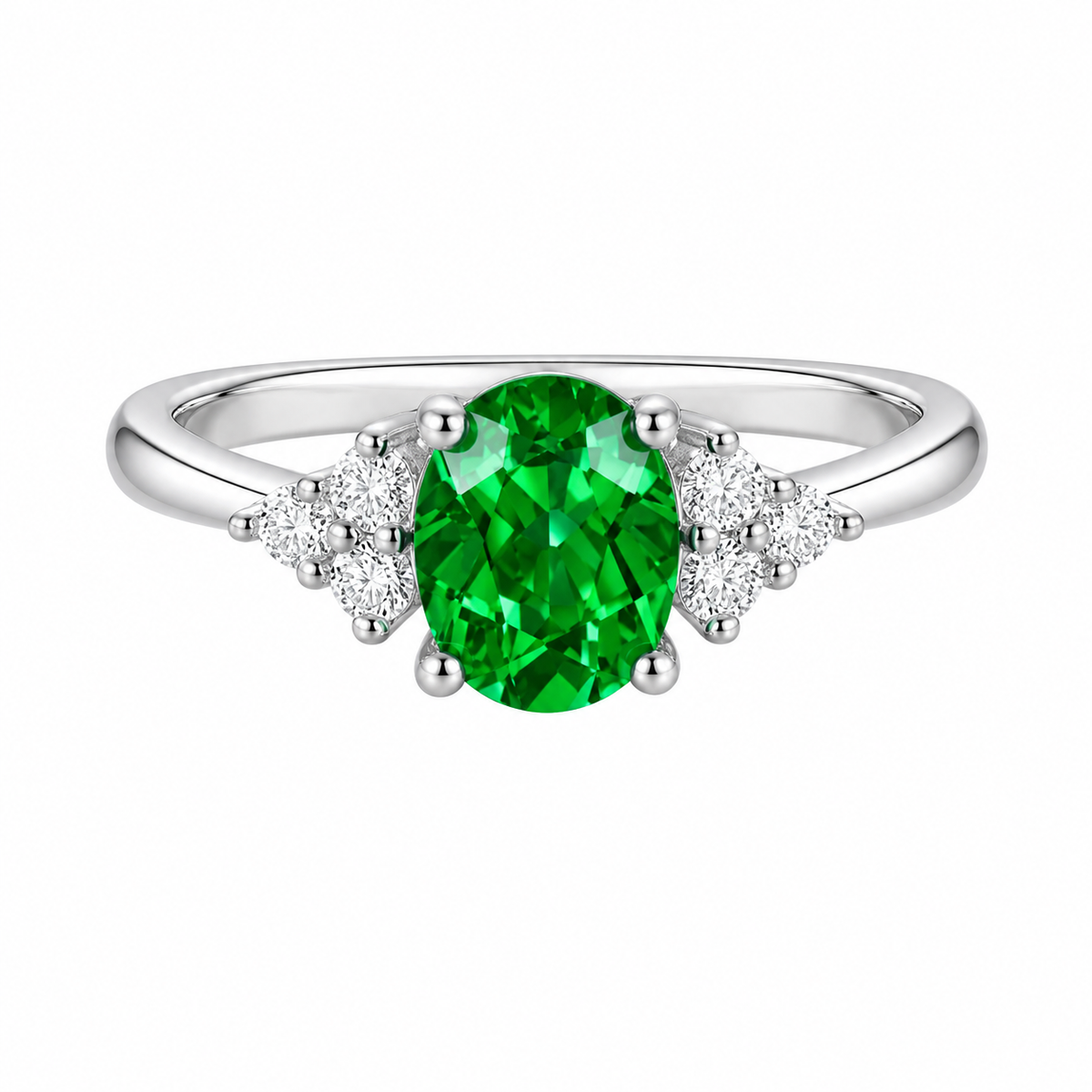 1.5CT Oval Cut Lab Emerald Engagement Ring May Birthstone Anniversary Gift for Her