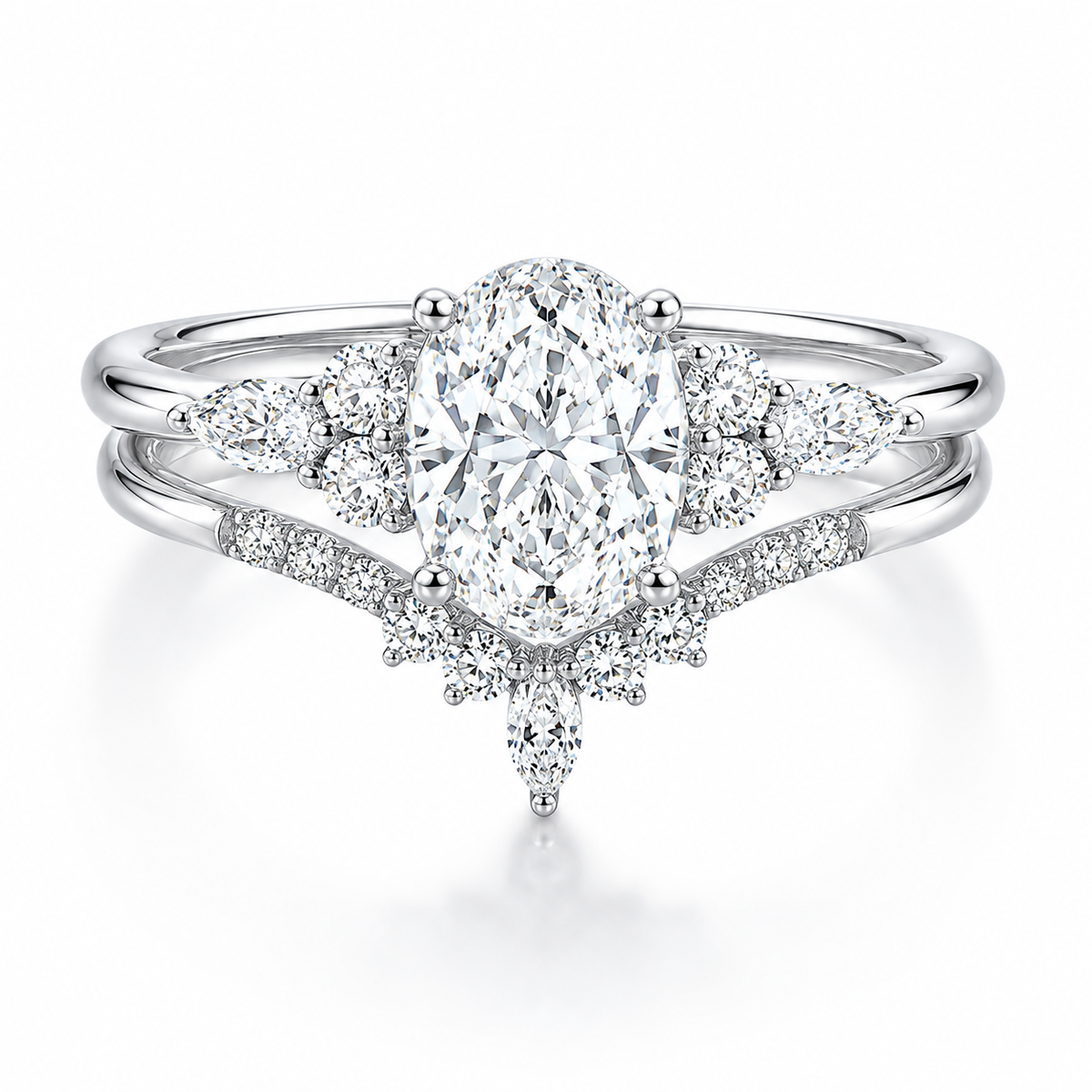 Oval Cut Moissanite Bridal Ring Set for Women