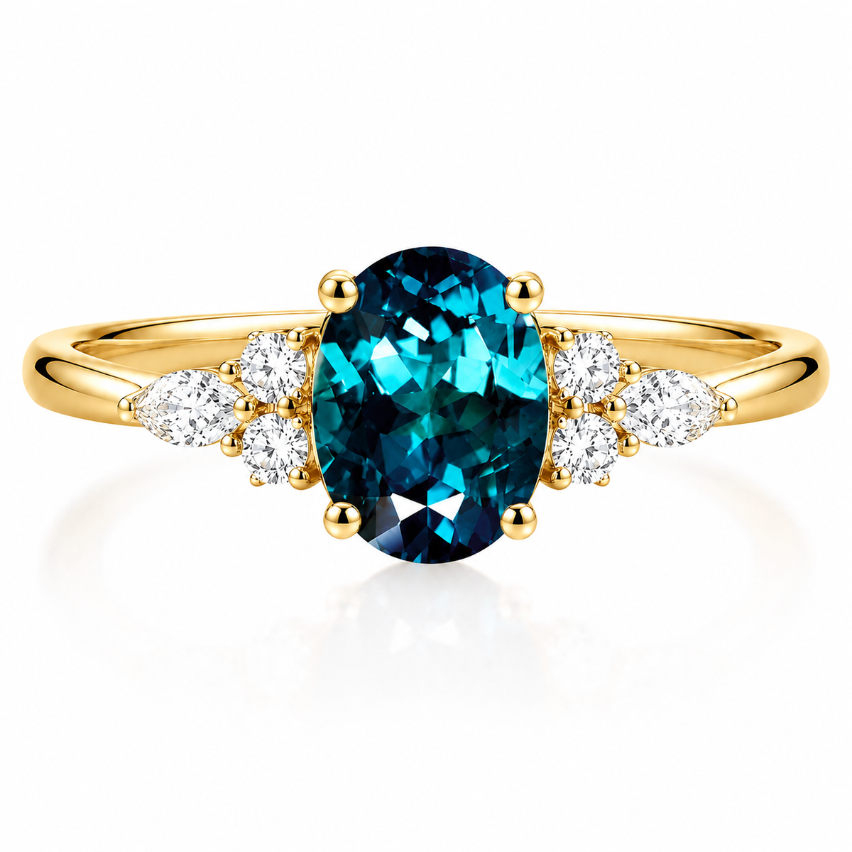Oval Cut Alexandrite Engagement Ring June Birthstone Anniversary Gift for Her