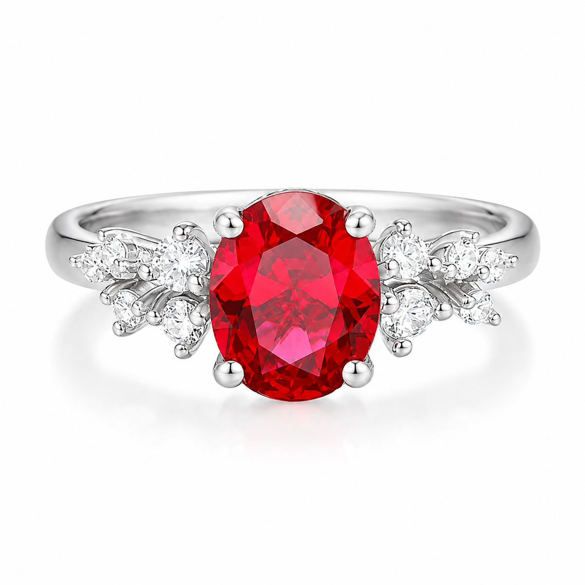 Vintage Oval Cut Lab Grown Ruby Moissanite Engagement Unique Halo Wedding Ring