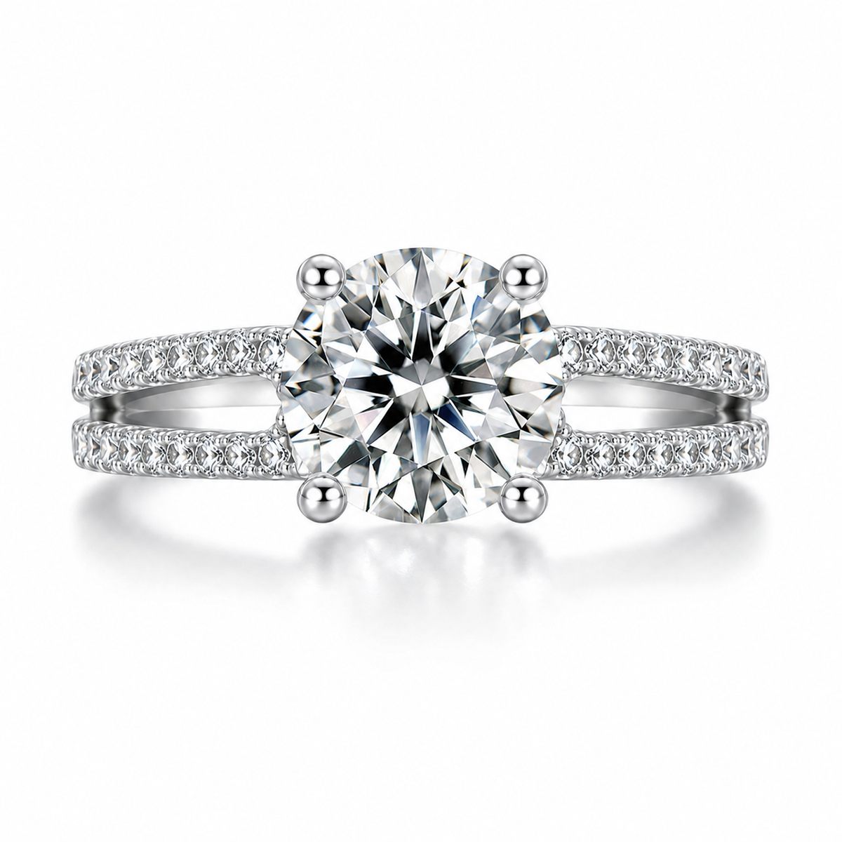 2 Carat Round Cut Pave Moissanite Engagement Special Ring April Birthstone