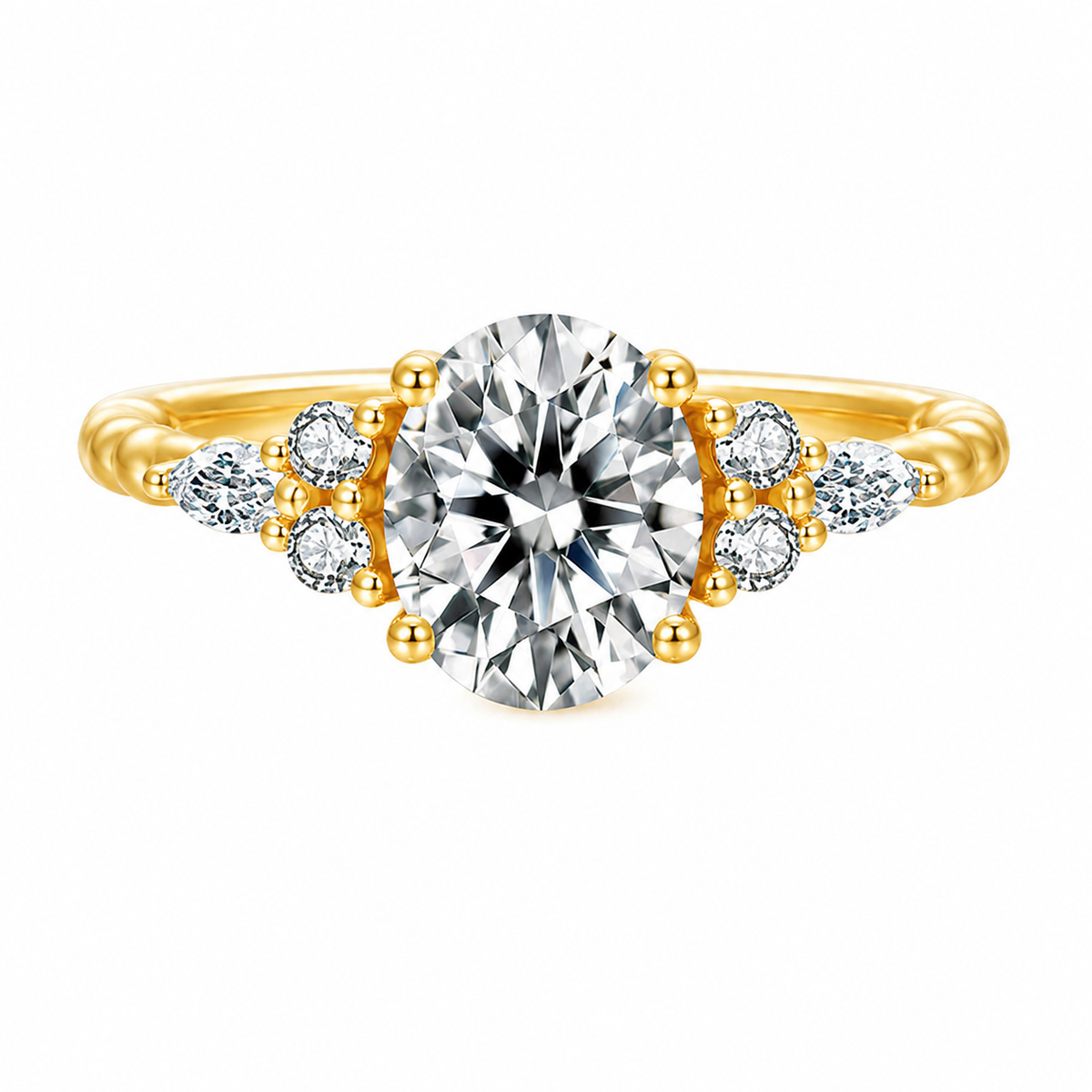 Oval Cut Moissanite Engagement Ring April Birthstone Anniversary Christmas Gifts for Her
