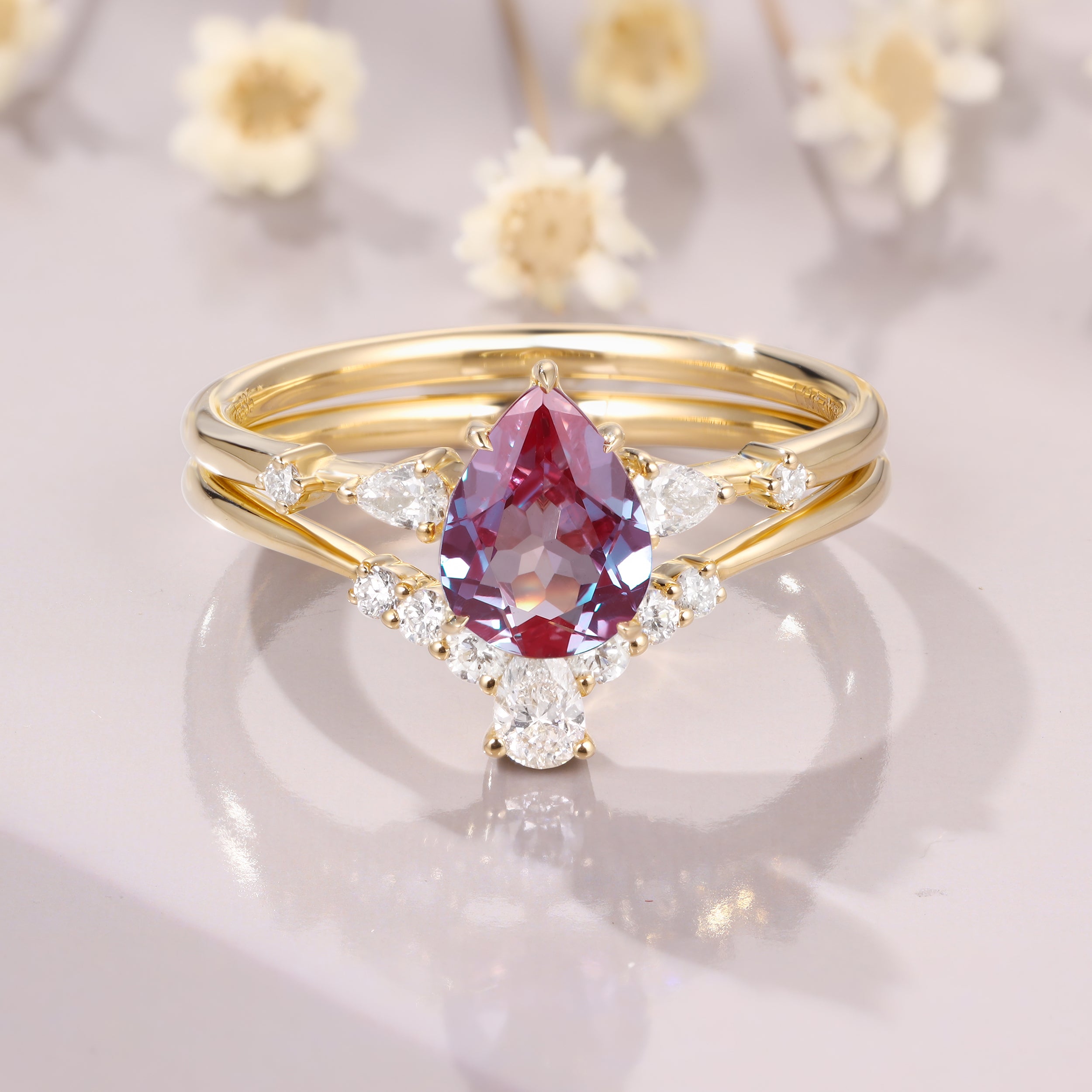 Pear Cut Alexandrite Ring