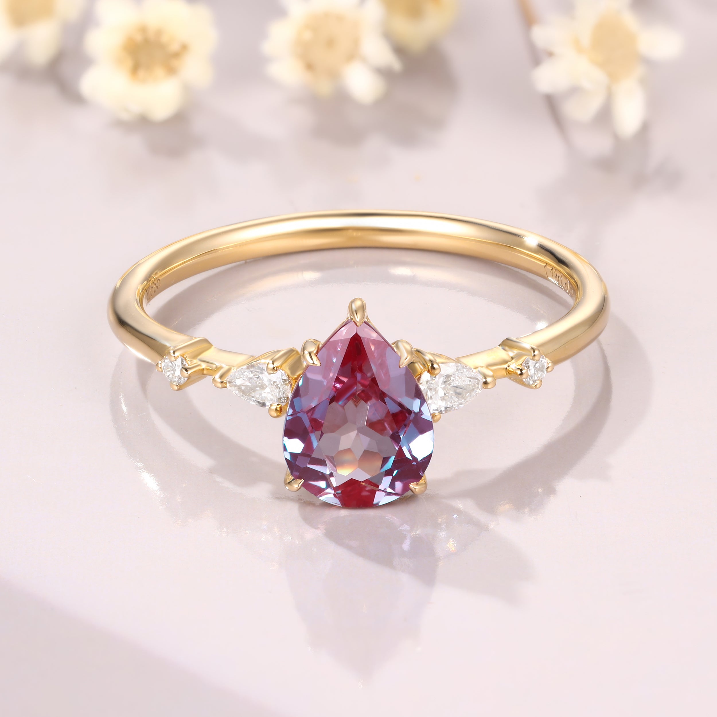 Pear Cut Alexandrite Ring