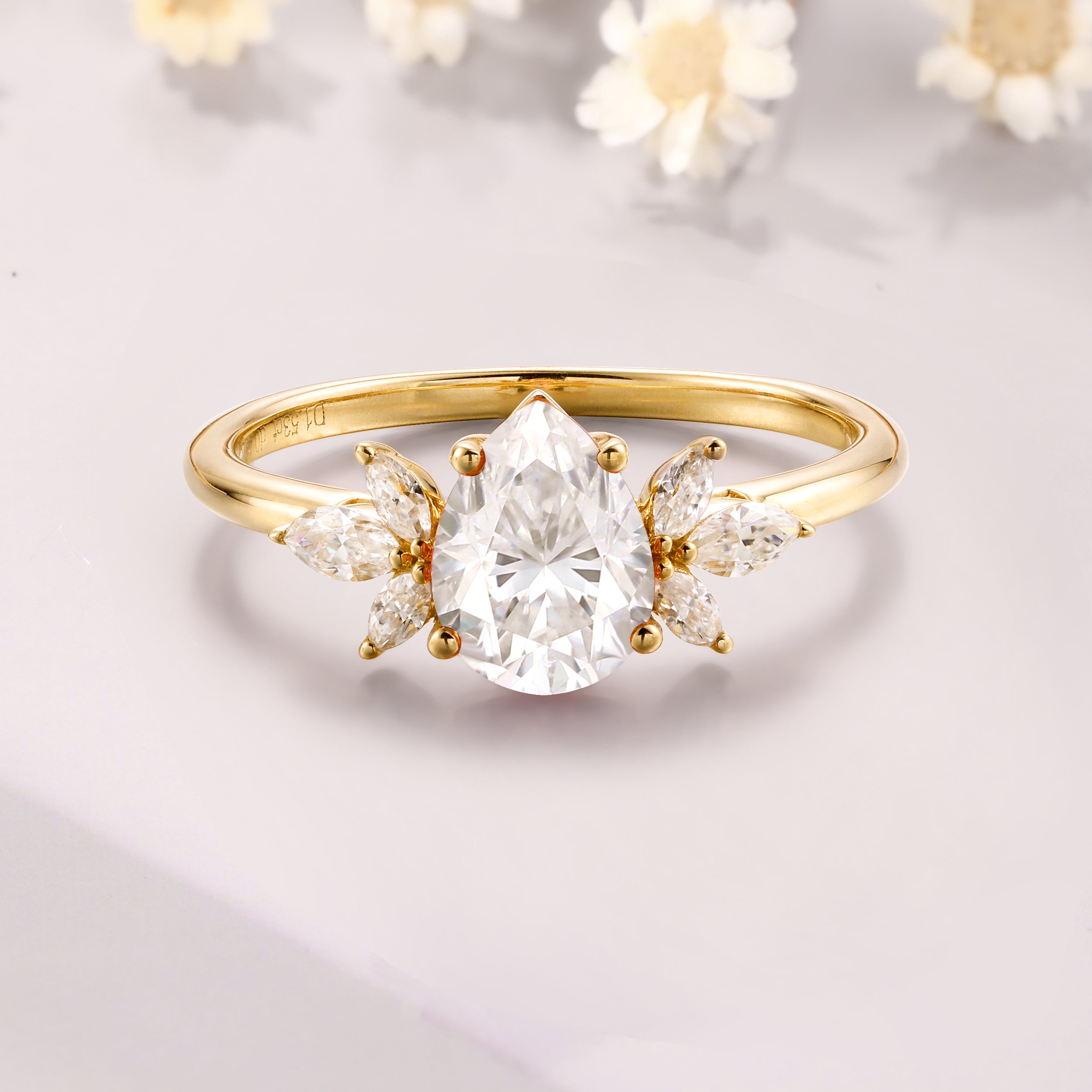 Pear Cut Moissanite Ring