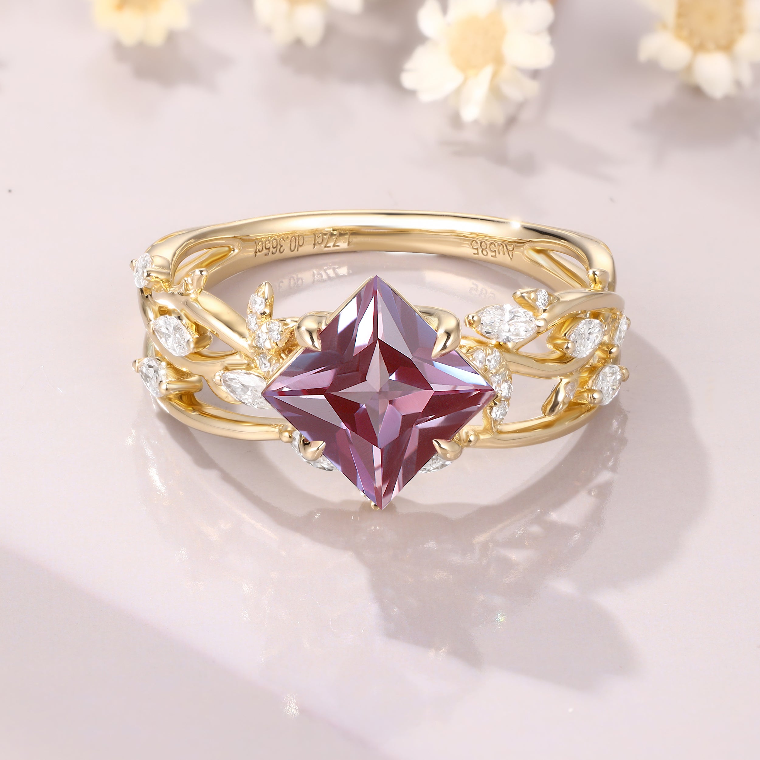 Princess Cut Alexandrite Ring