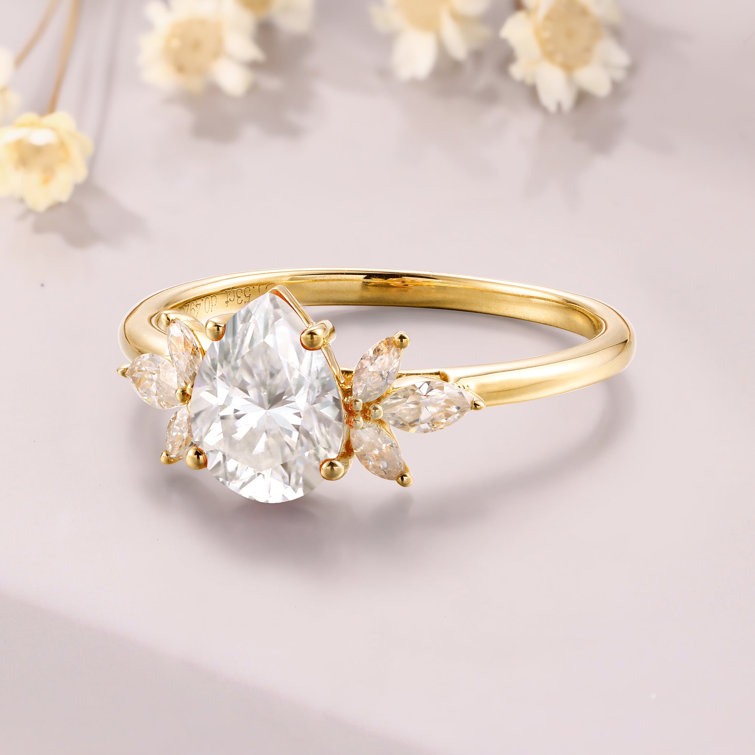 Pear Cut Moissanite Ring