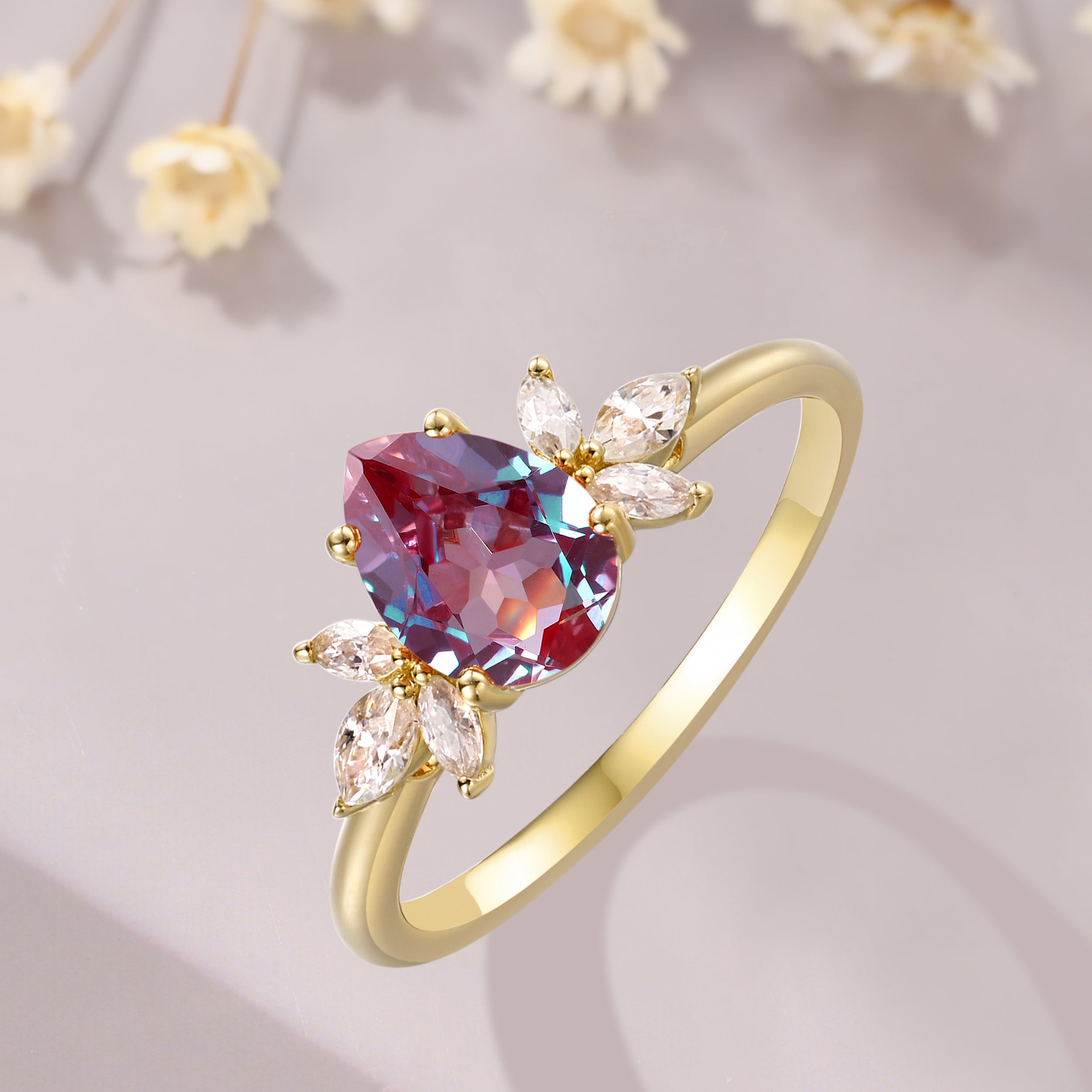 Pear Cut Alexandrite Ring