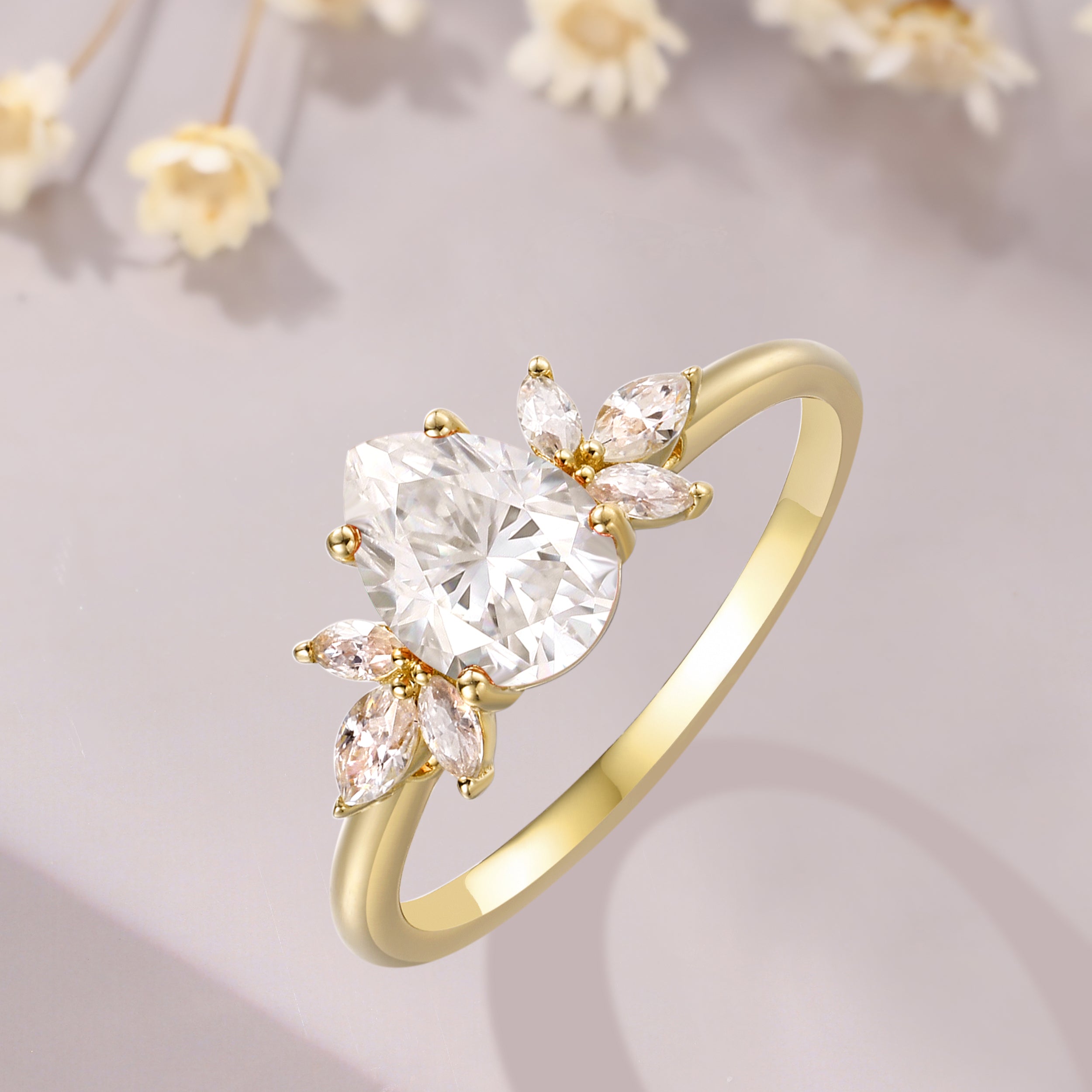 Pear Cut Moissanite Ring