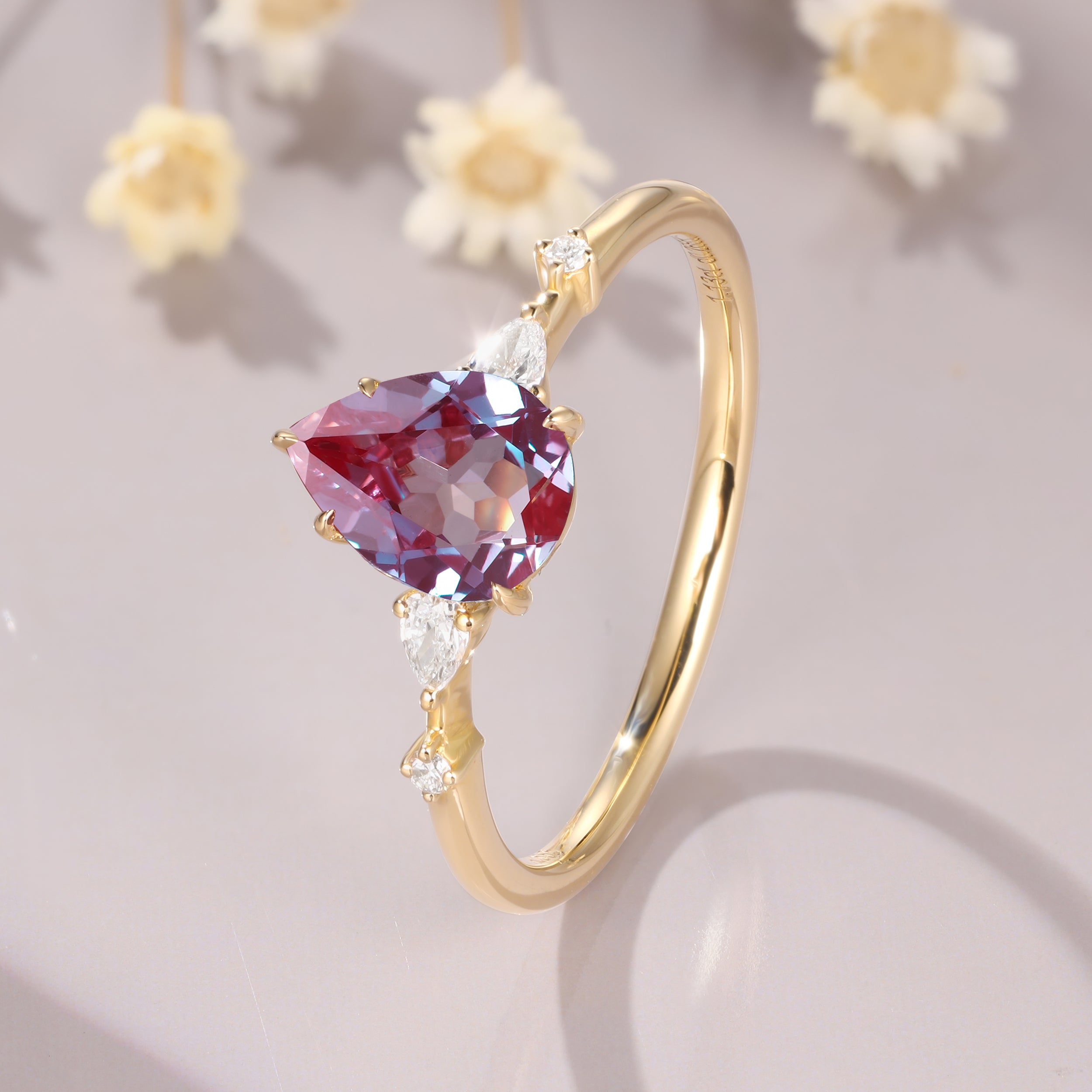 Pear Cut Alexandrite Ring