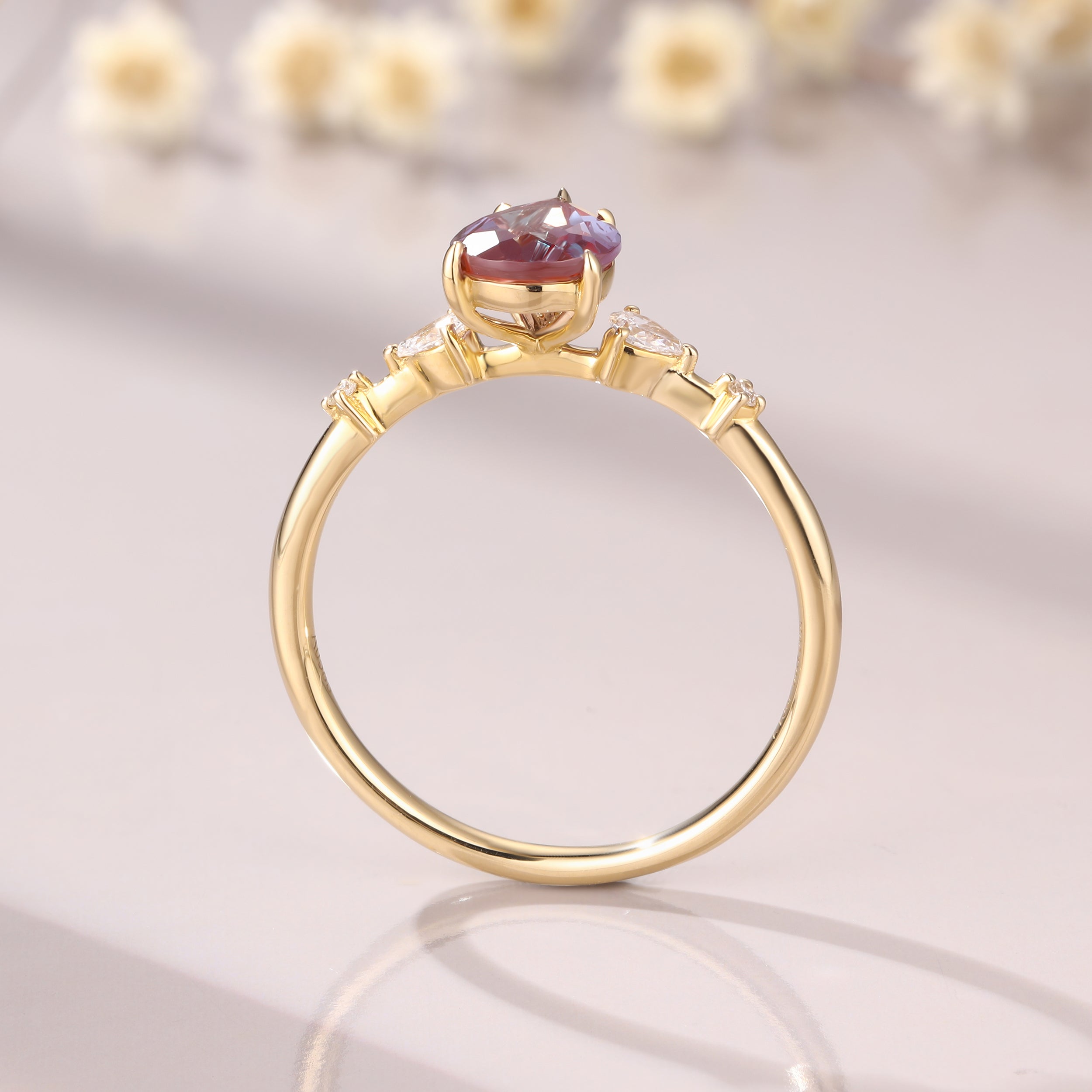 Pear Cut Alexandrite Ring