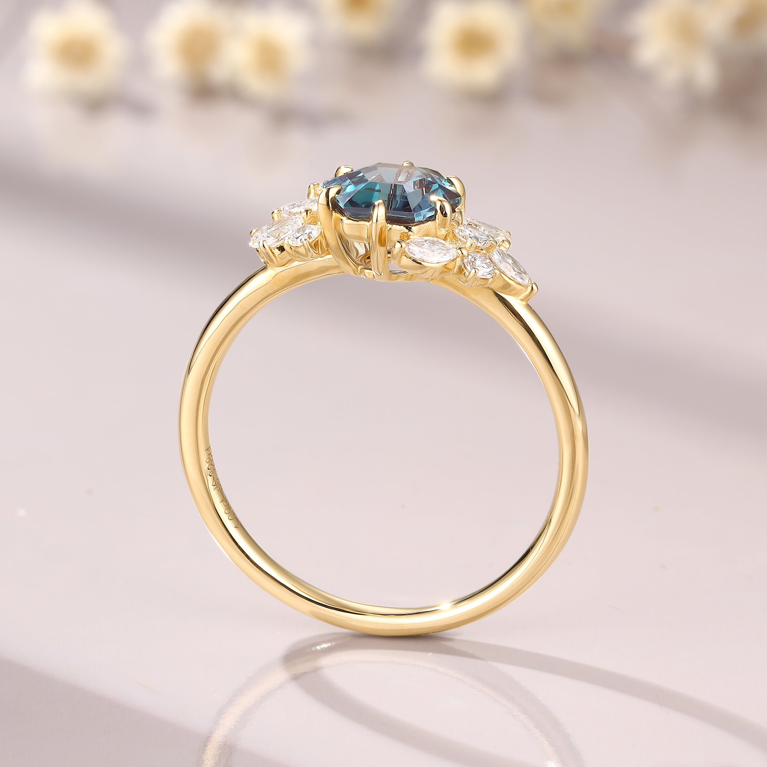 Hexagon Cut Alexandrite Ring