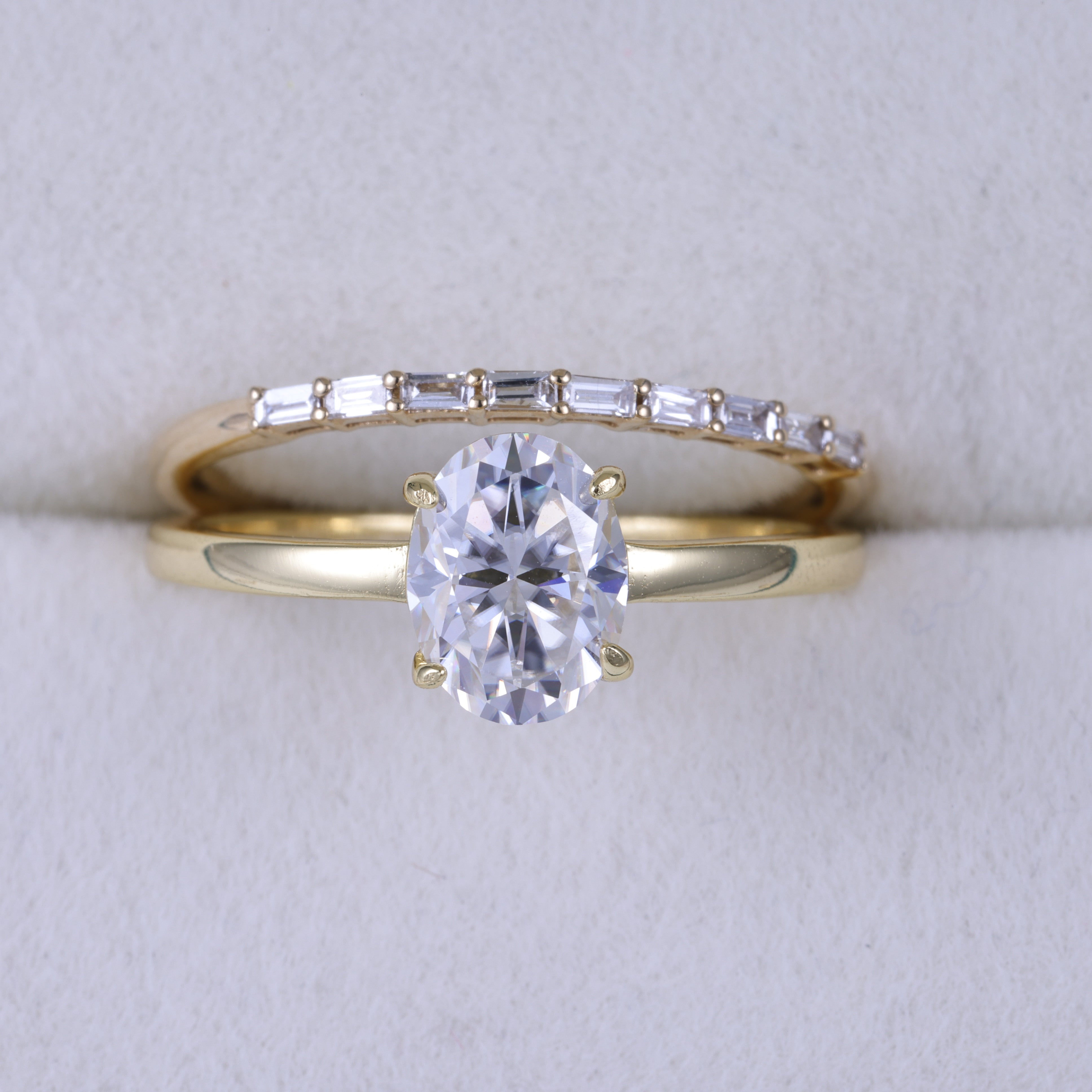 2ct Oval Cut Moissanite Engagement Ring Bridal Set With Straight Band