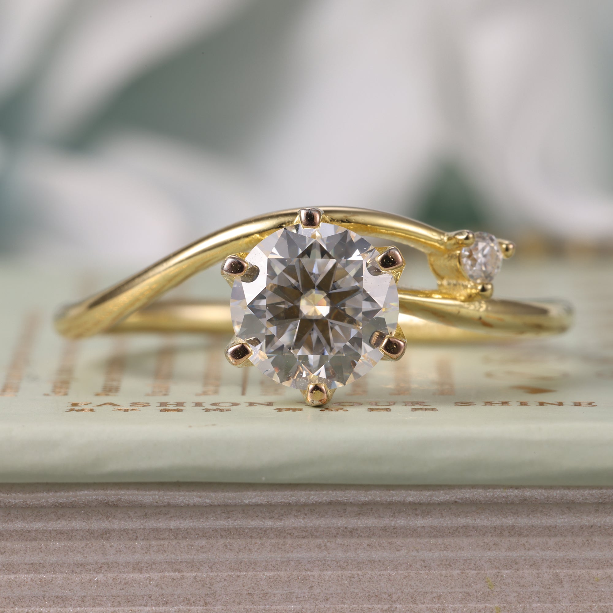 1 CT Round Cut Minimalist engagement rings Moissanite Promise Ring Simple Inspired Cloud Ring