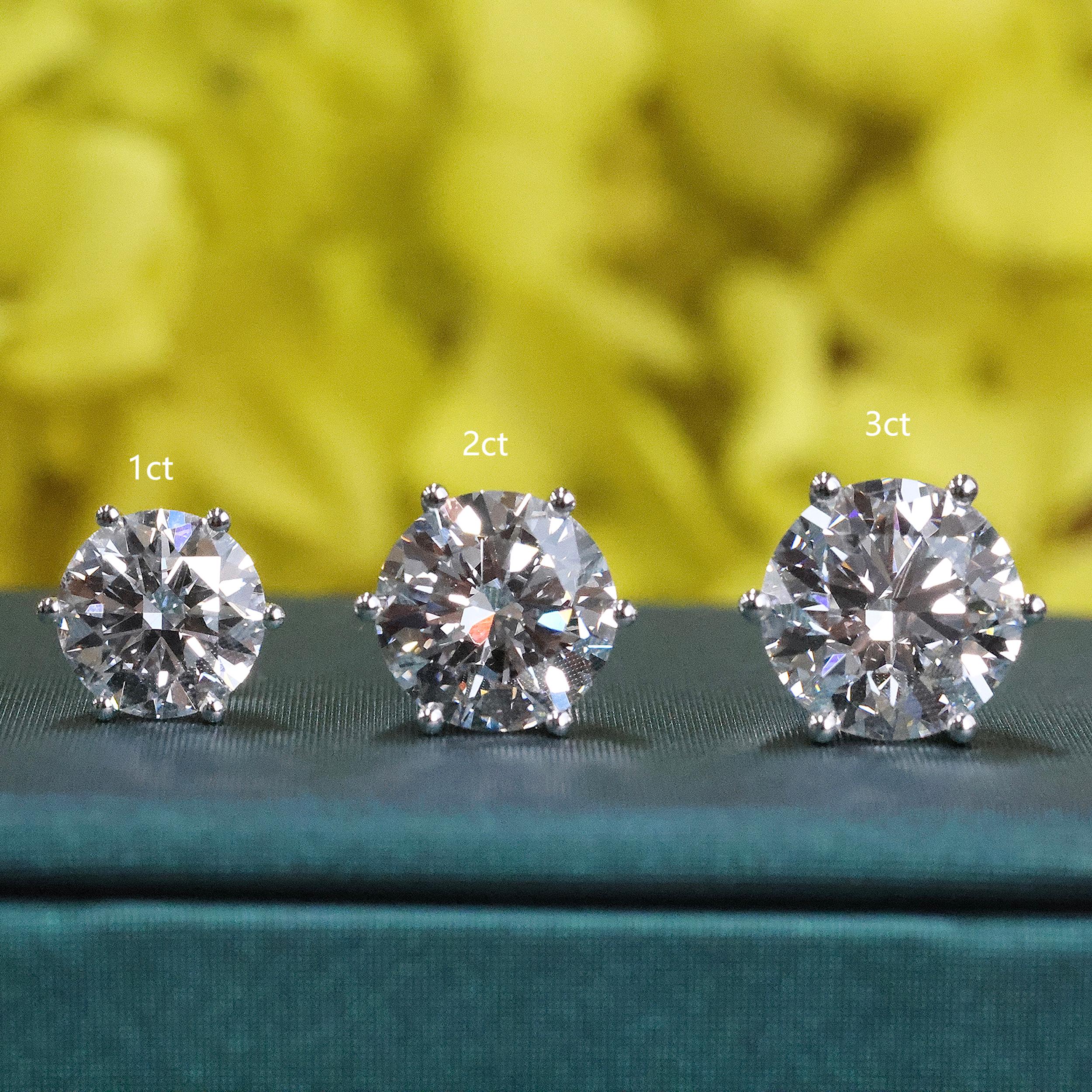 1CT/2CT/3CT Nature Inspired Round Cut Lab Grown Diamond Earrings Wedding Gift