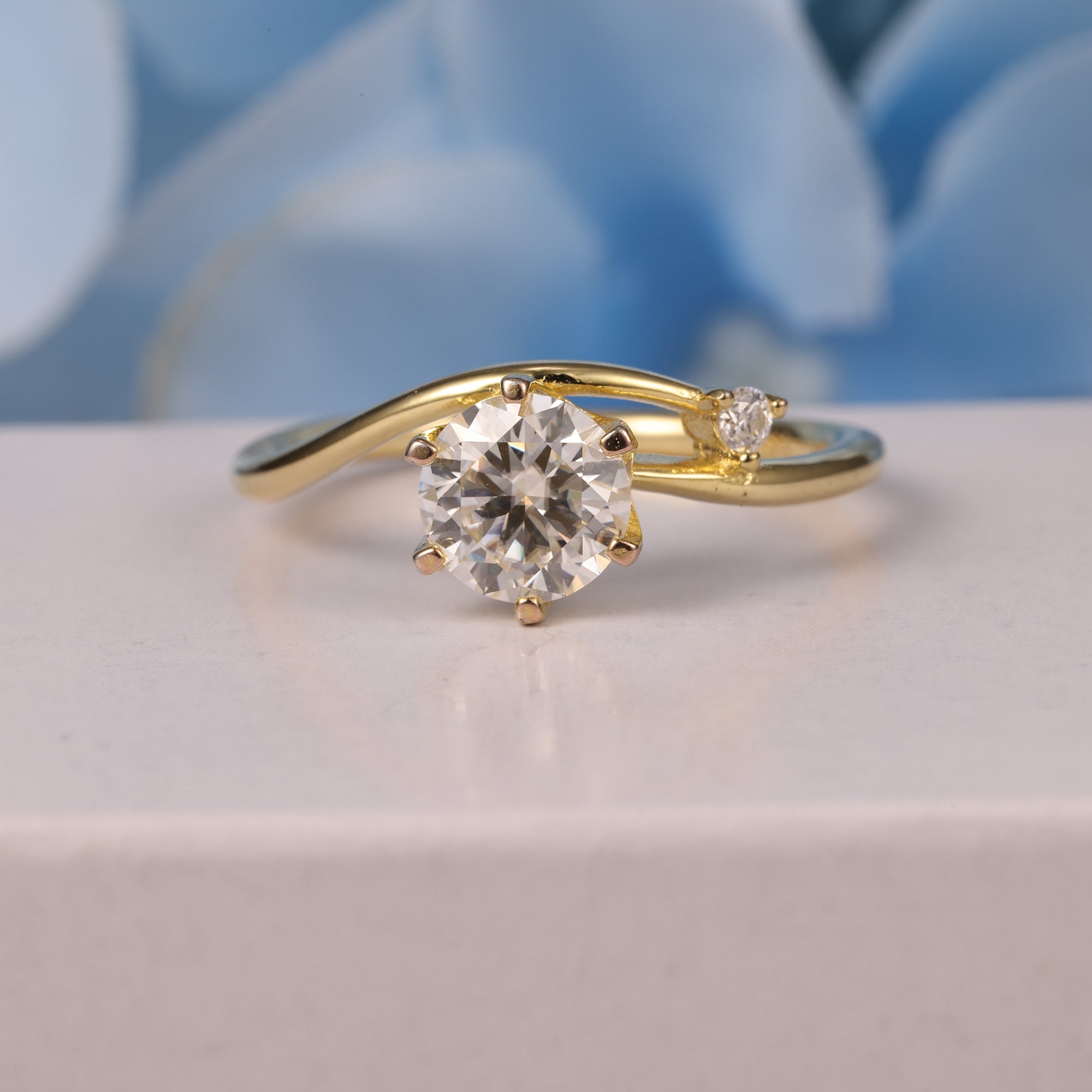 1 CT Round Cut Minimalist engagement rings Moissanite Promise Ring Simple Inspired Cloud Ring
