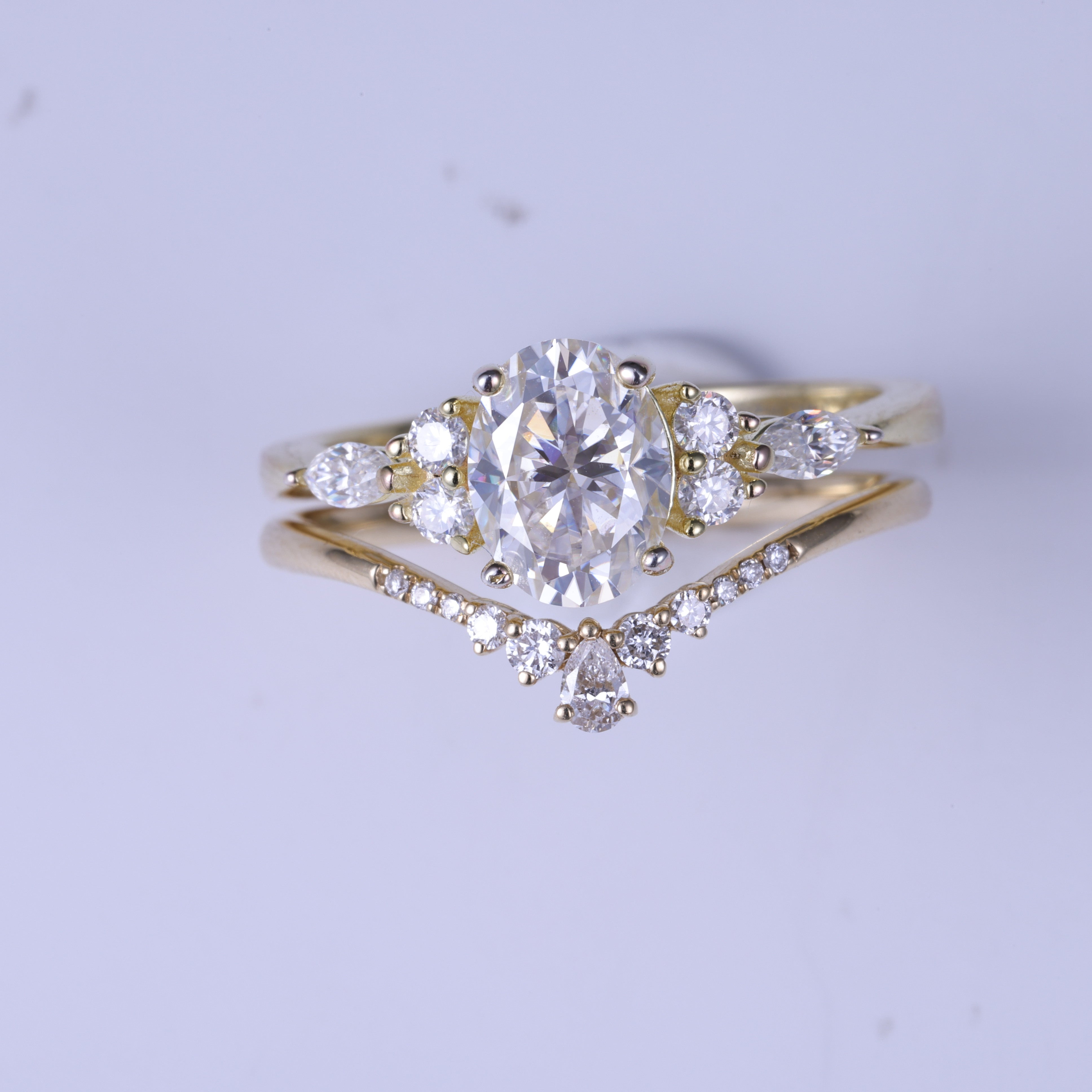 1.5/2/3 Carat Lab Diamond Wedding Bridal Set Unique Proposal Ring For Her