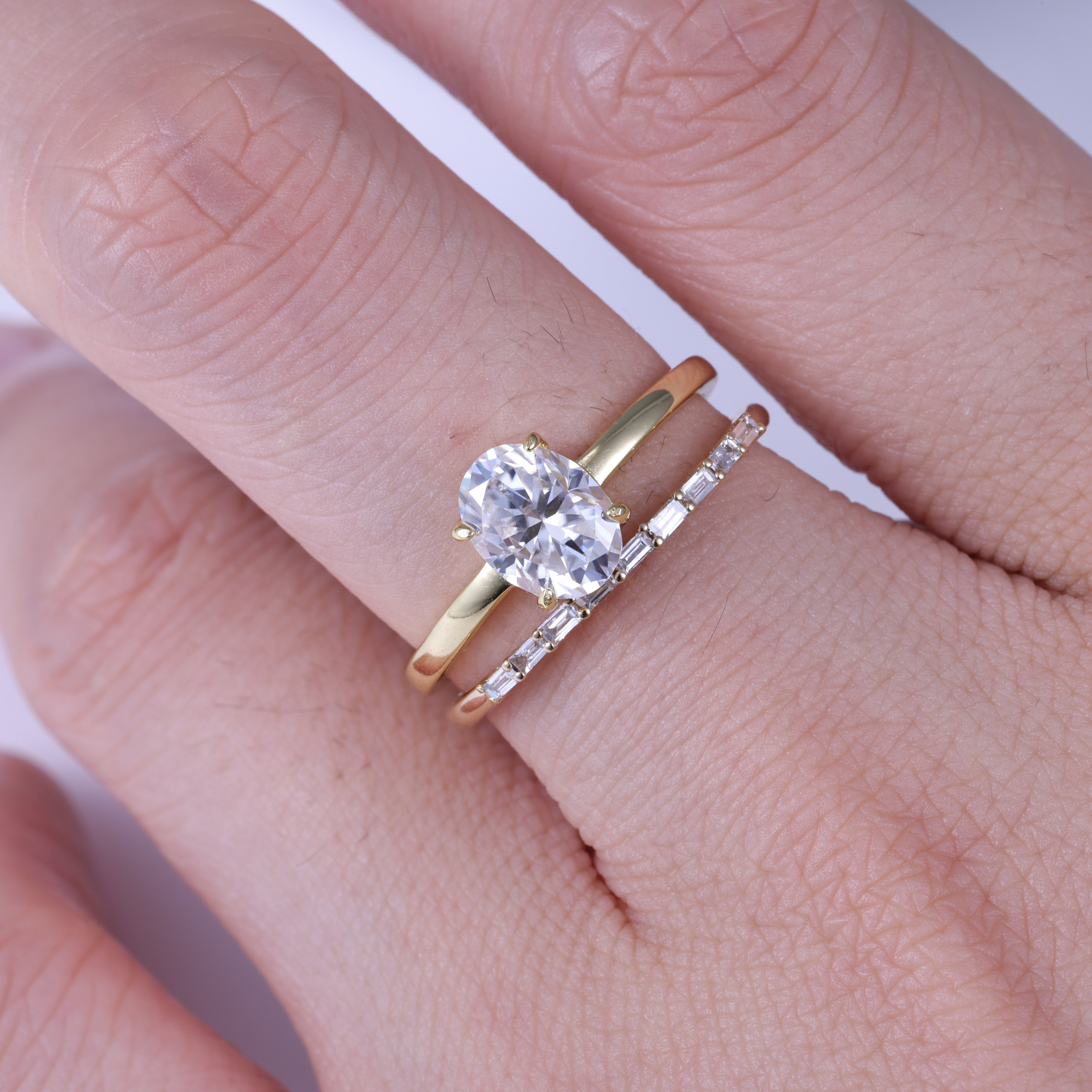 2ct Oval Cut Moissanite Engagement Ring Bridal Set With Straight Band