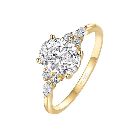 Oval Cut Moissanite anillo Classic Side Stone Engagement Ring Wedding Gift for Her