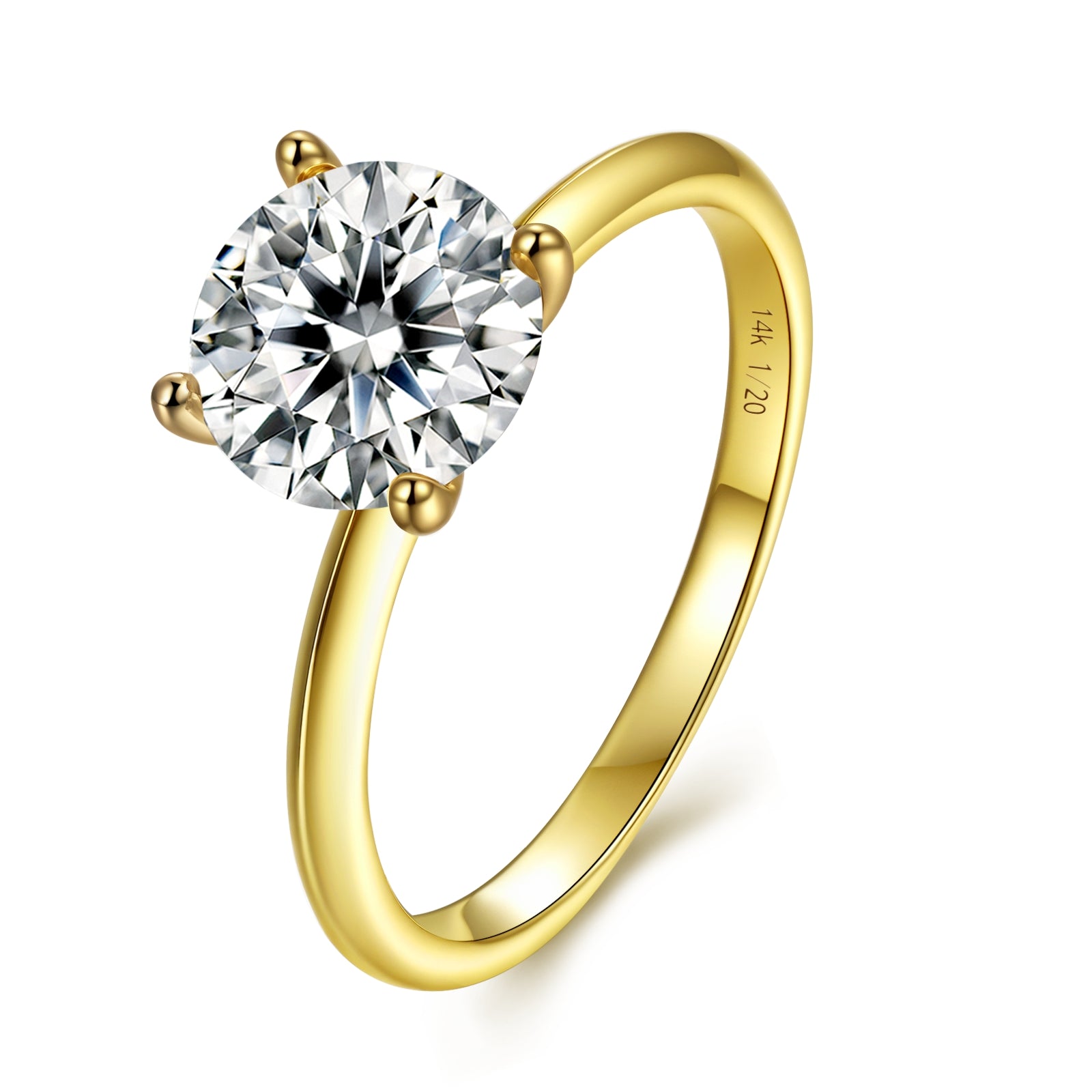2 Carat Round Cut Mossanite Unique Gold Promise Ring