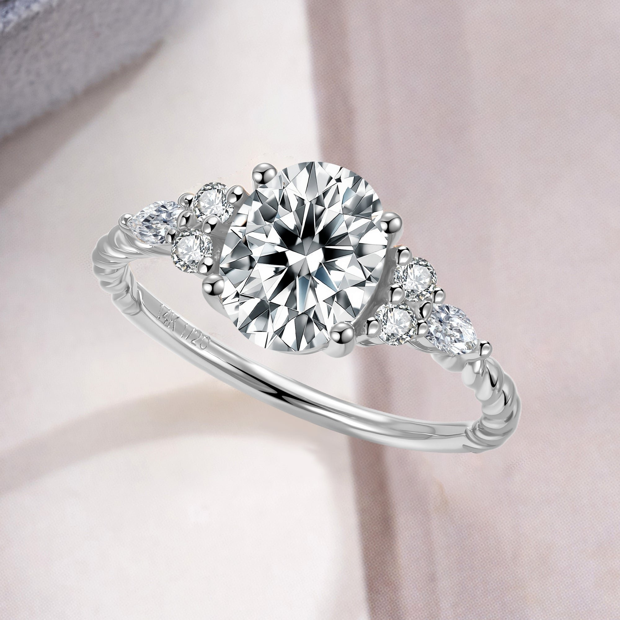 Oval Cut Moissanite Ring 925 Sterling Silver Plated White Gold Promise Wedding Ring April Birthstone Anniversary Gift for Her