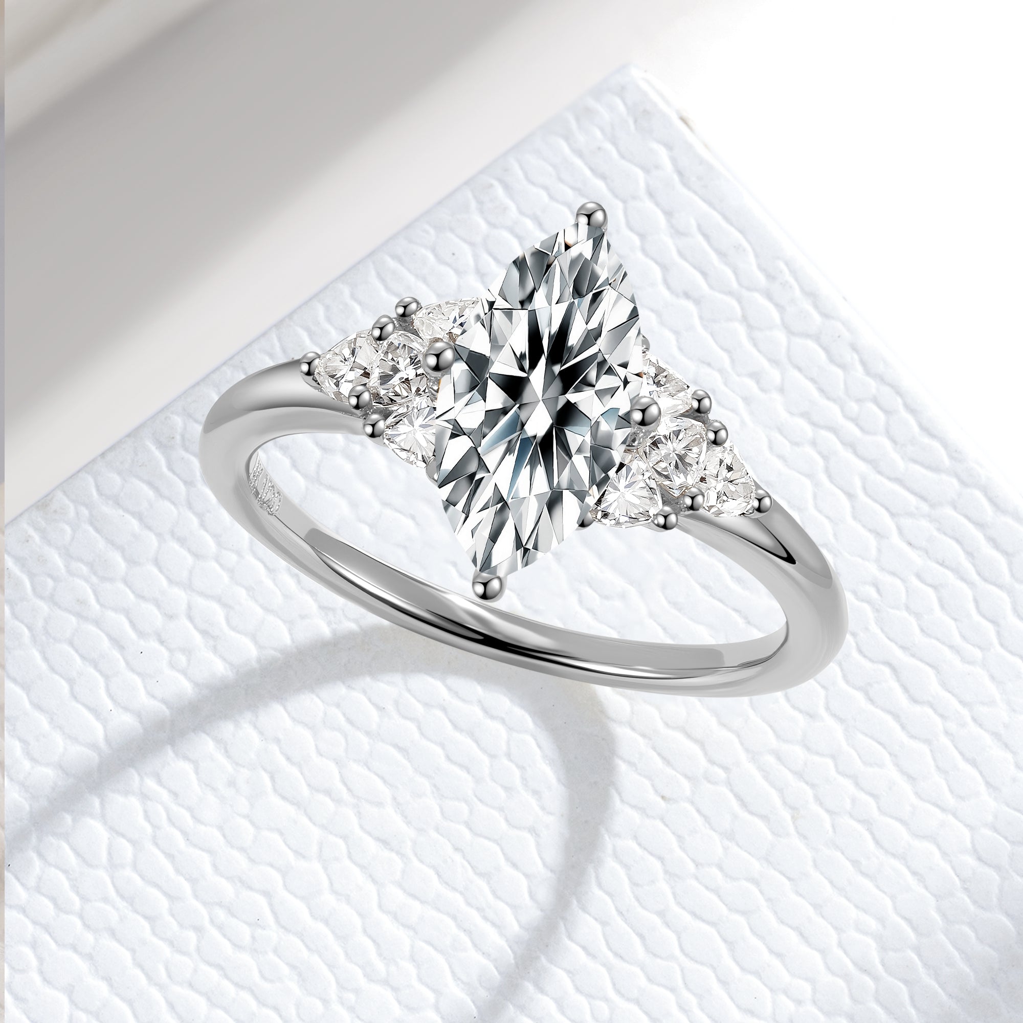 Marquise Cut Moissanite Engagement Ring 925 Sterling Silver Plated White Gold Wedding Promise Ring Mother's Day Christmas Gift for Her