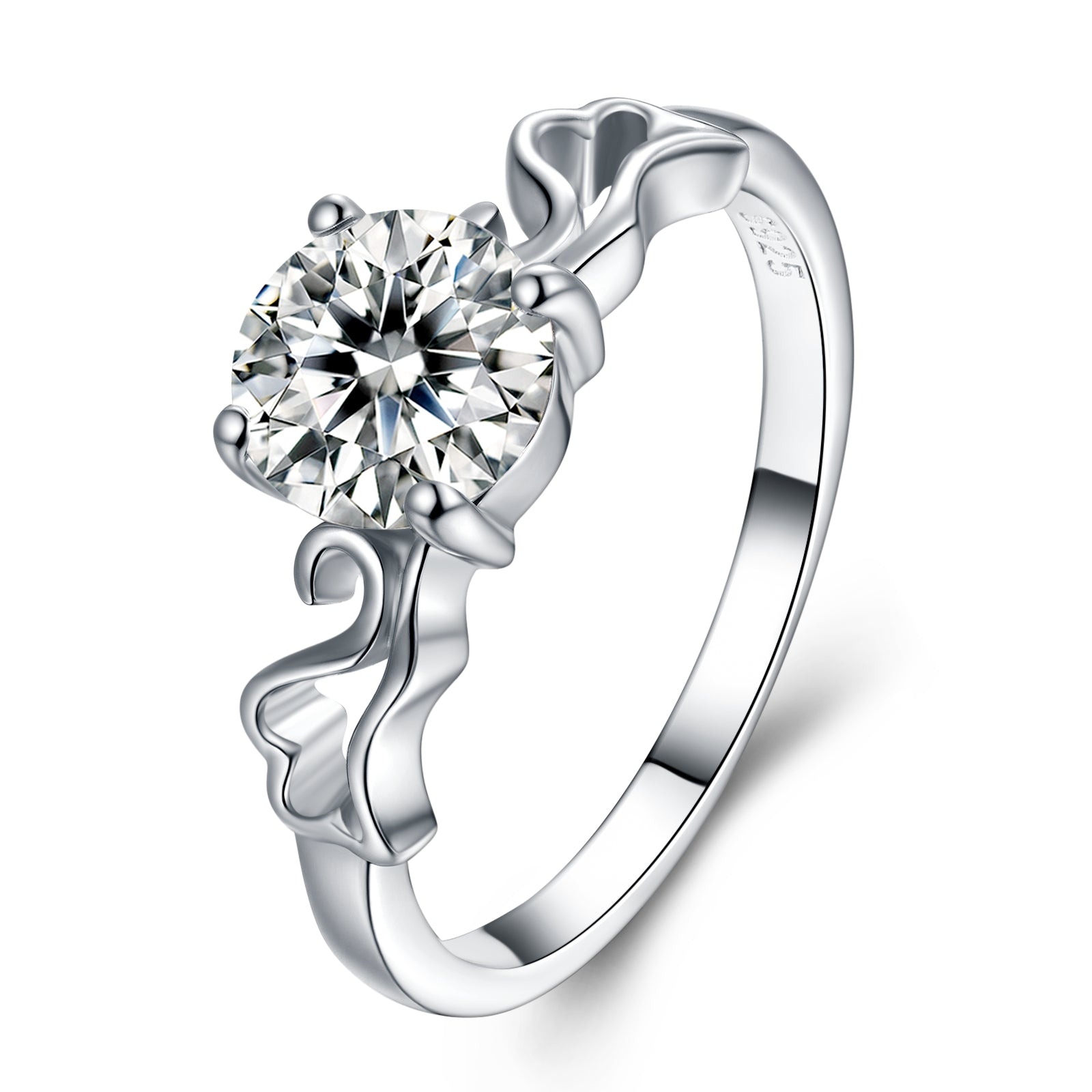 1.5 Carat Round Cut Lab Grow Diamond  With Cloud Shape Engagement Ring