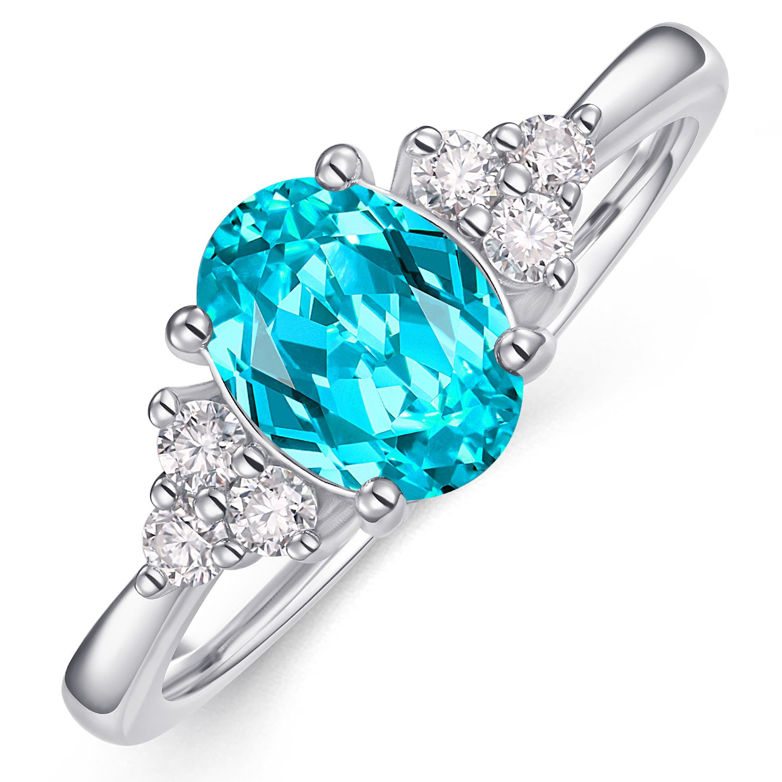 1/2CT Oval Cut Lab Paraiba Engagement Ring October Birthstone Valentine's Day Gift for Her