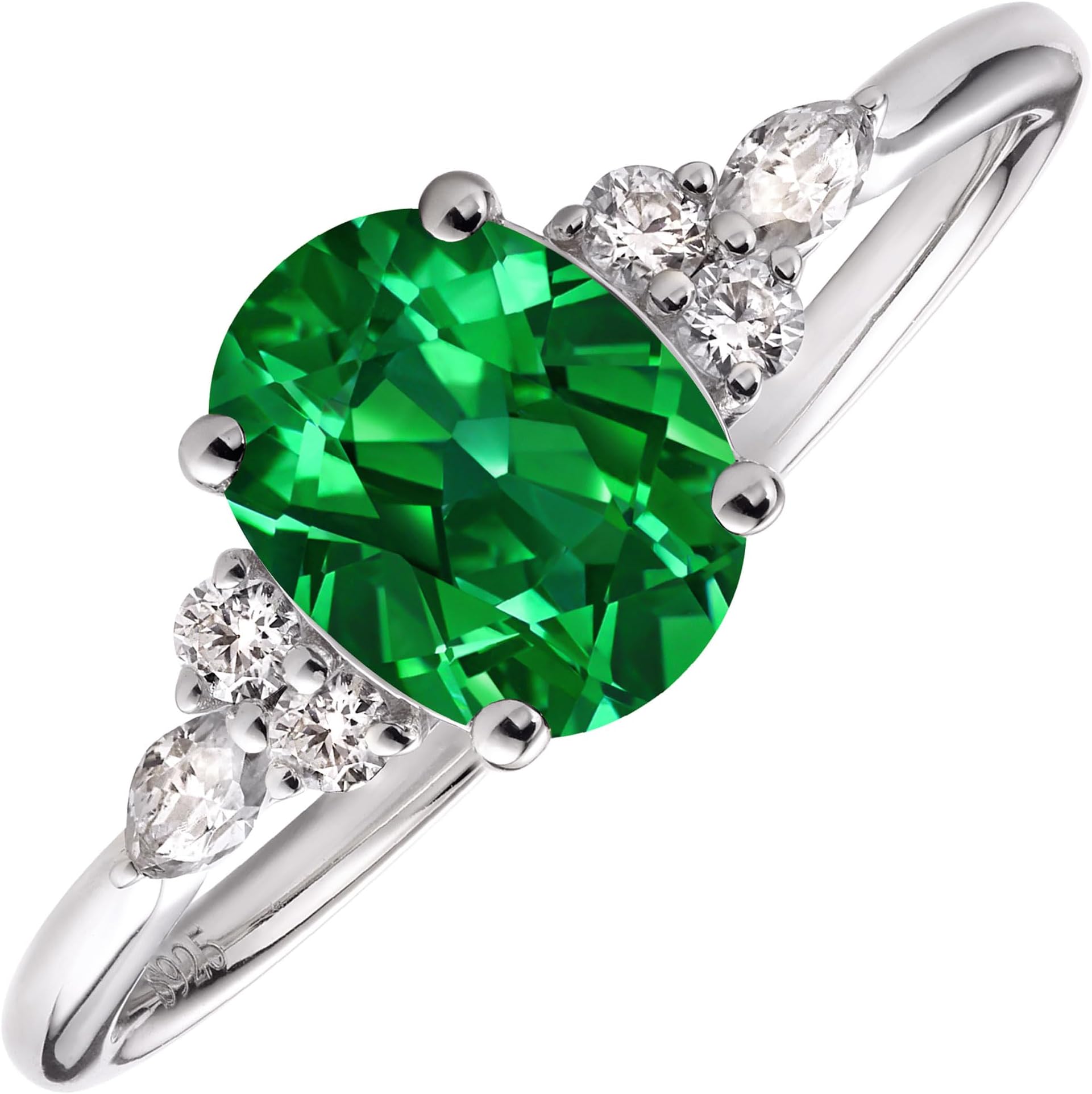 10K/14K/18K Oval Cut Moissanite Lab-grown Emerald Platinum Tsavorite Gemstone Handmade Ring