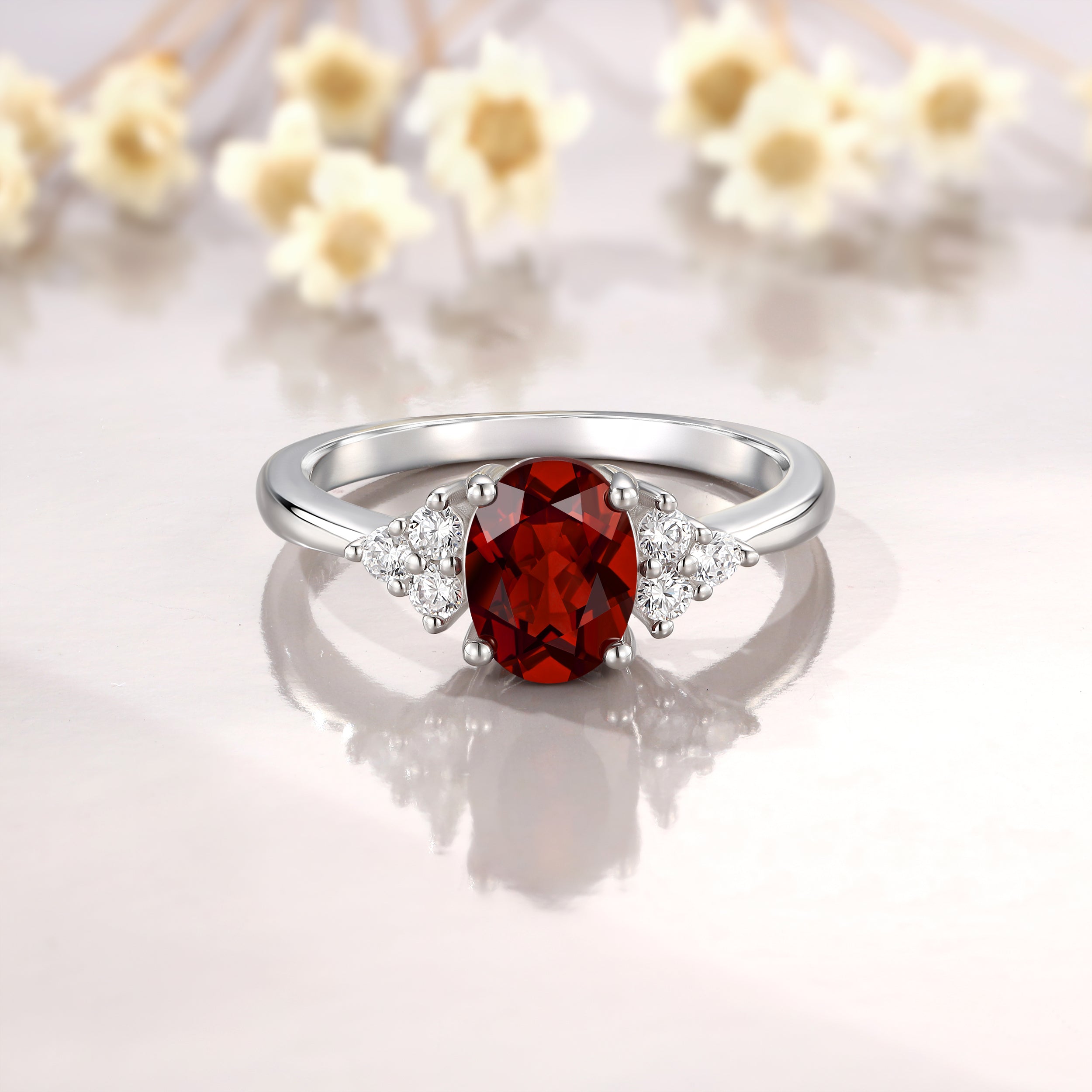 1.5CT Oval Cut Unique Garnet Engagement Ring Anniversary Gift for Her