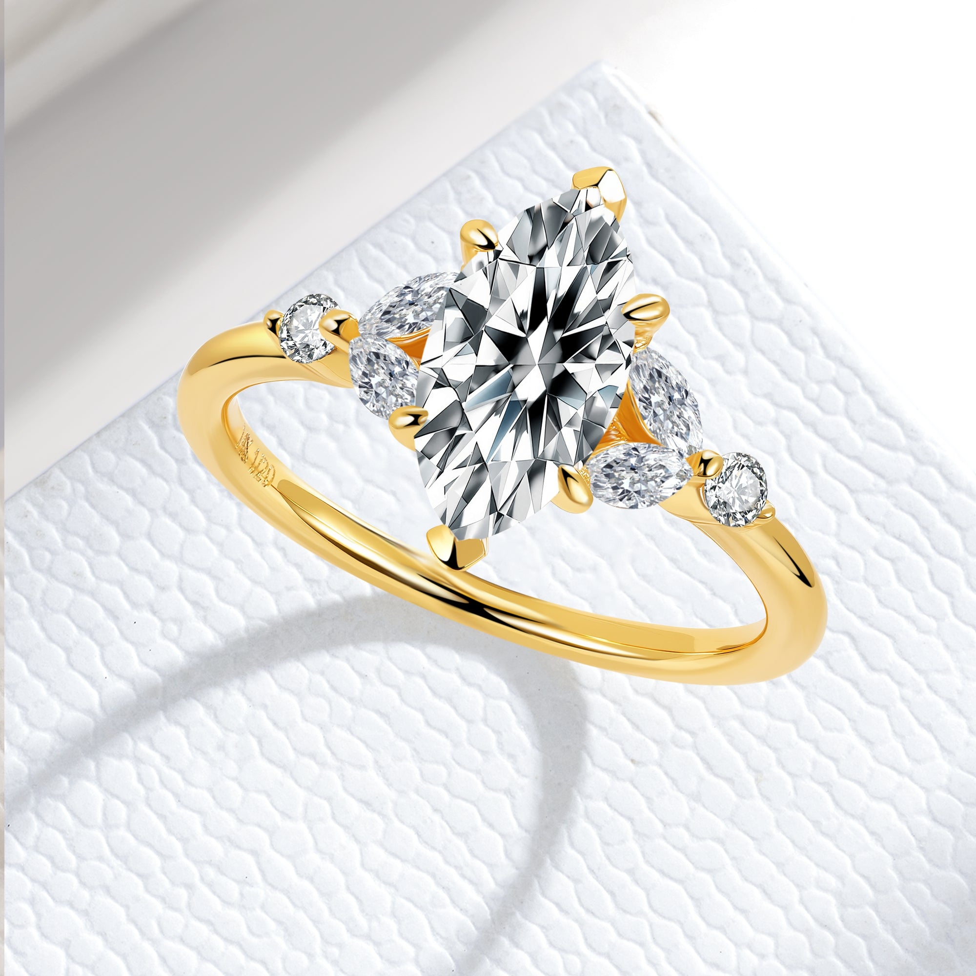 5*10/6*12 mm Marquise Cut Moissanite Engagement Ring for Women Wedding Promise Proposal Ring April Birthstone Valentines Christmas Gift for Her