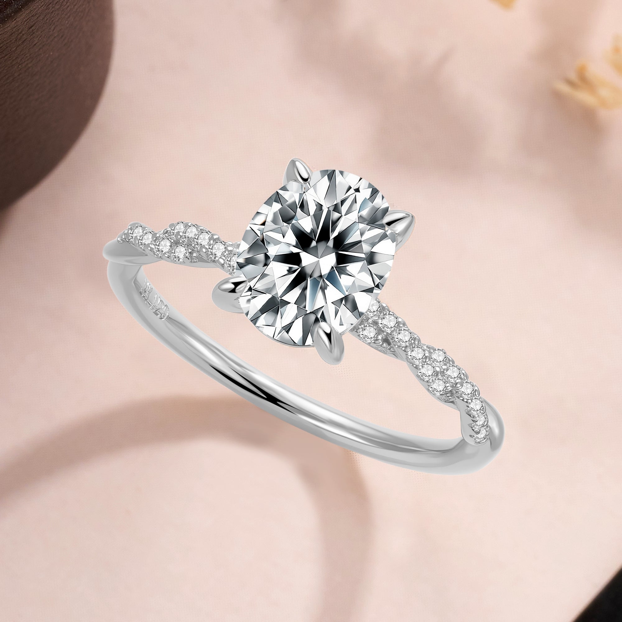 6*8/7*9mm Oval Cut Moissanite Engagement Wedding Promise Proposal Ring for Women 925 Sterling Silver Plated White Gold Wedding April Birthstone Valentine's Day Gift for Her