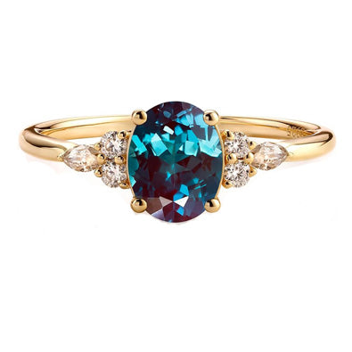 Oval Cut Alexandrite Color Changing Stone June Birthstone Promise Ring for Anniversary Gift