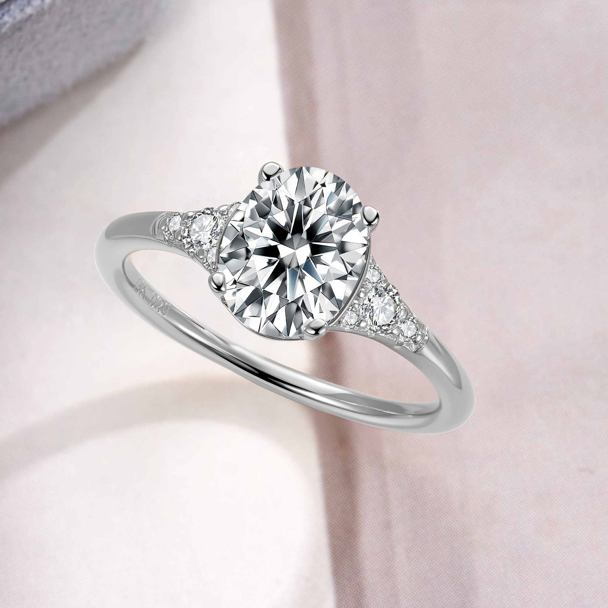 Moissanite Engagement Ring for Women Oval Cut 925 Sterling Silver Plated White Gold April Birthstone Anniversary Christmas Gift for Her