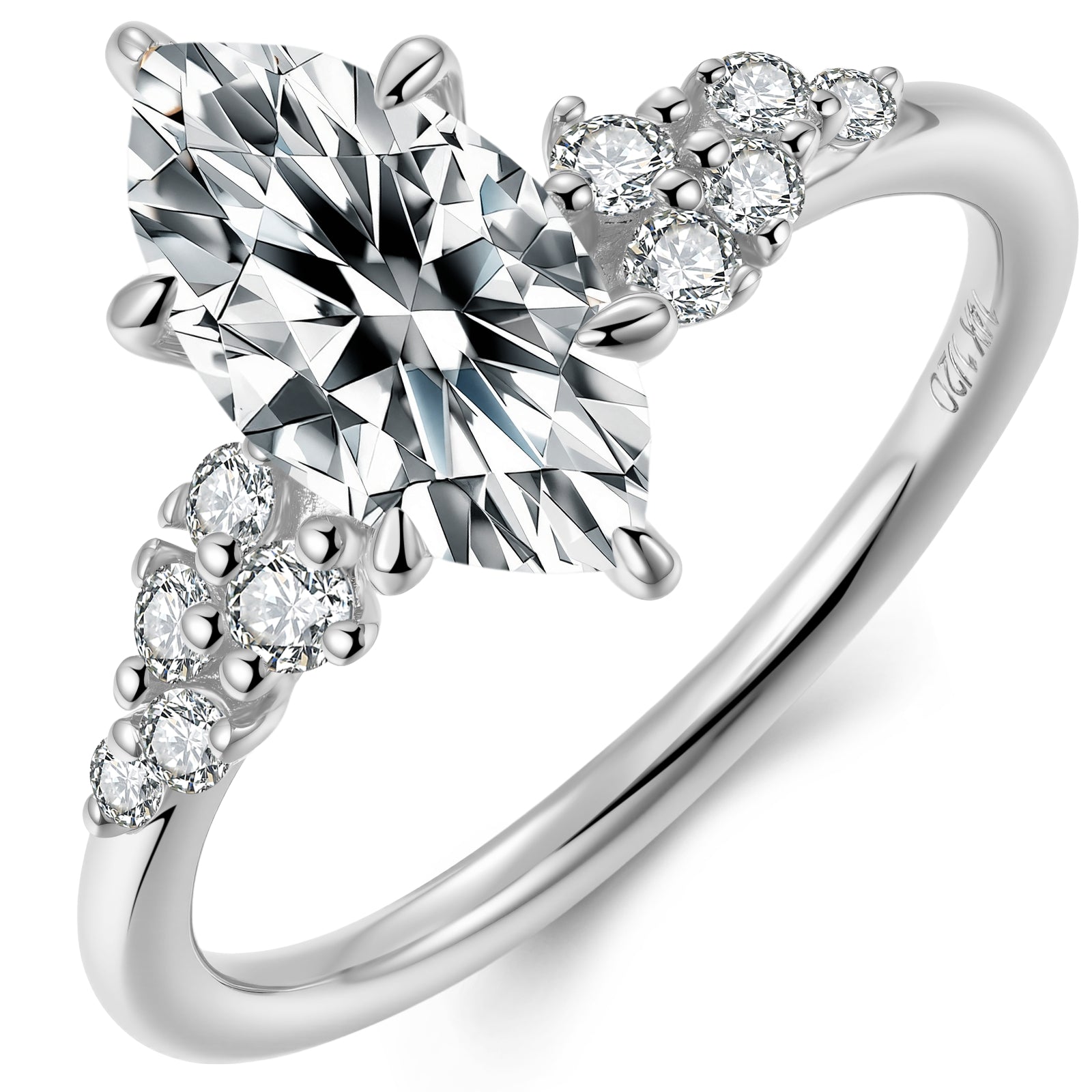 Marquise Cut Moissanite Engagement Ring for Women April Birthstone Valentines Anniversary Christmas Gift for Her