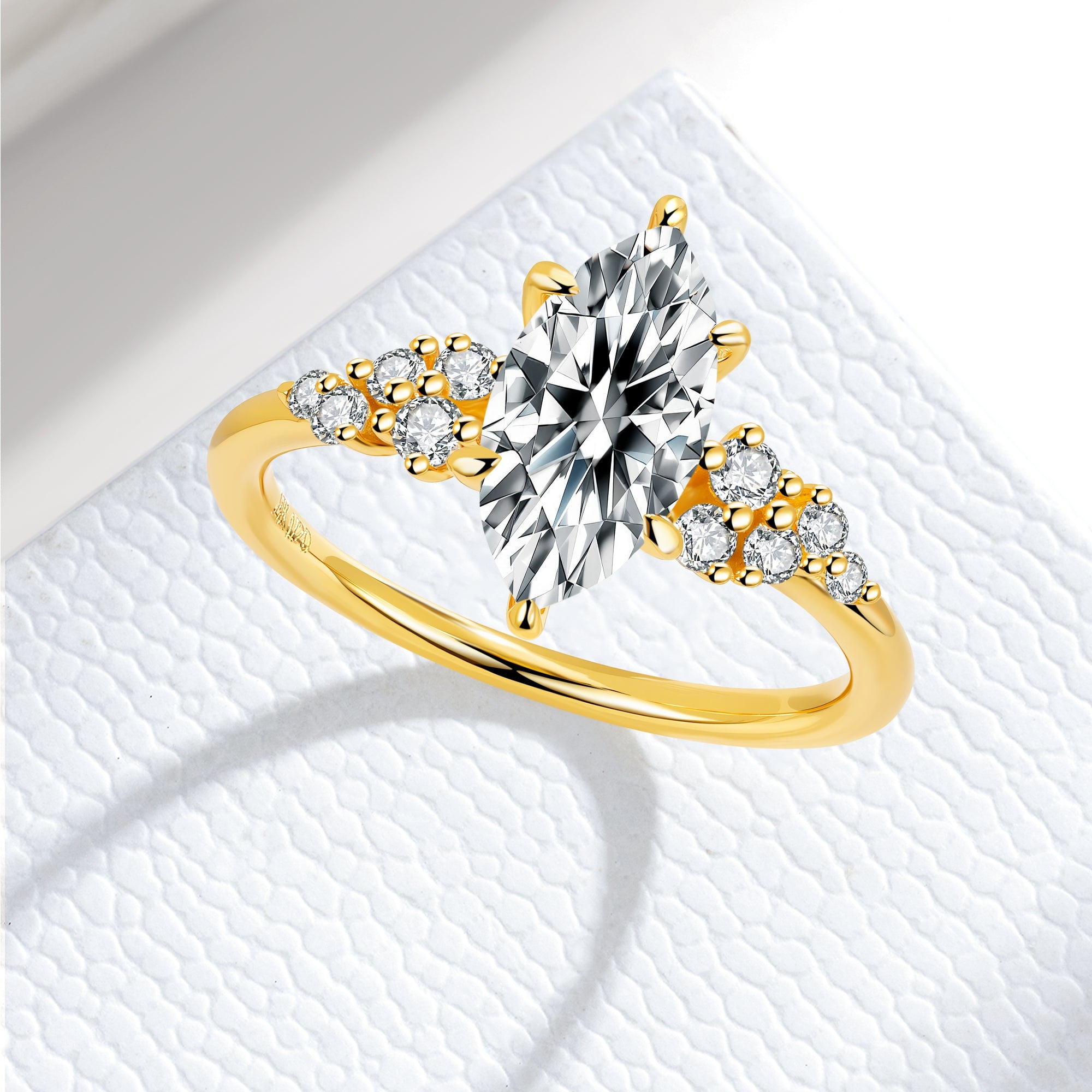 Marquise Cut Moissanite Engagement Ring April Birthstone Valentines Anniversary Christmas Gift for Her