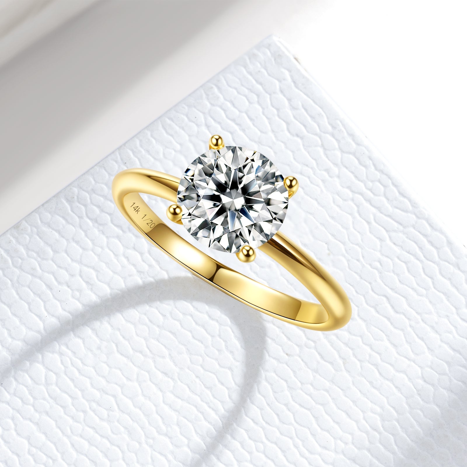2 Carat Round Cut Mossanite Unique Gold Promise Ring